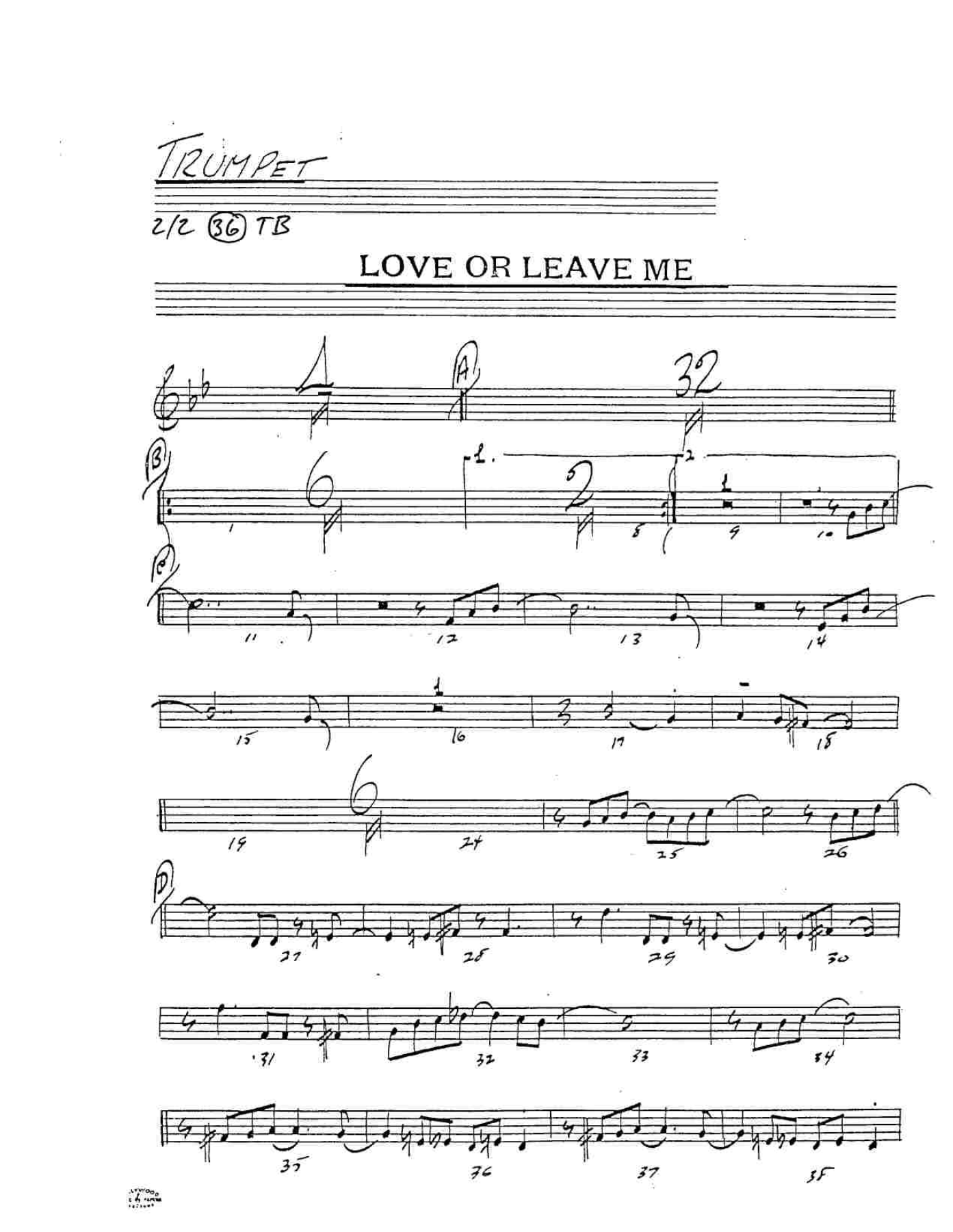 Love Me Or Leave Me — sheet music preview