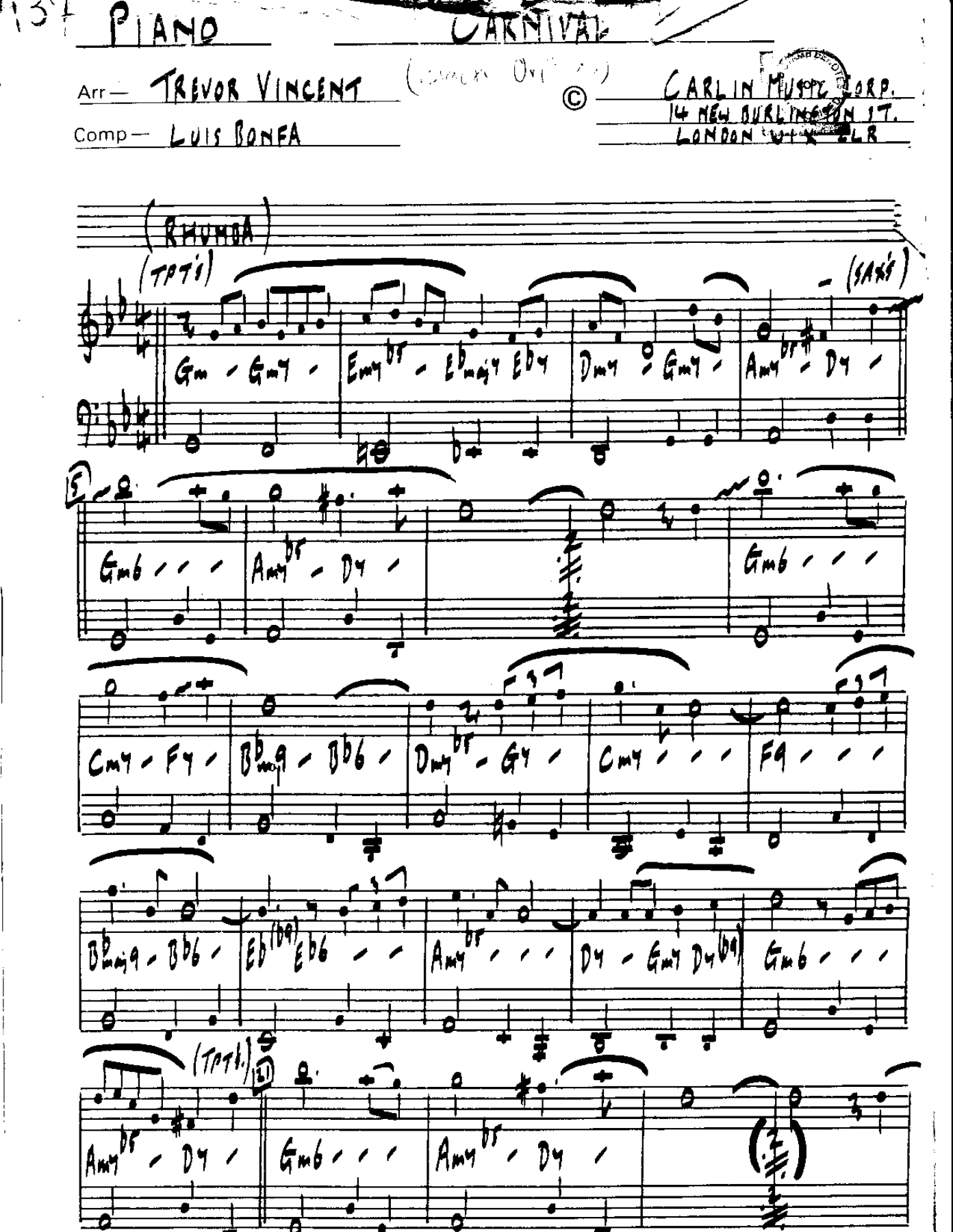 Carnival — sheet music preview