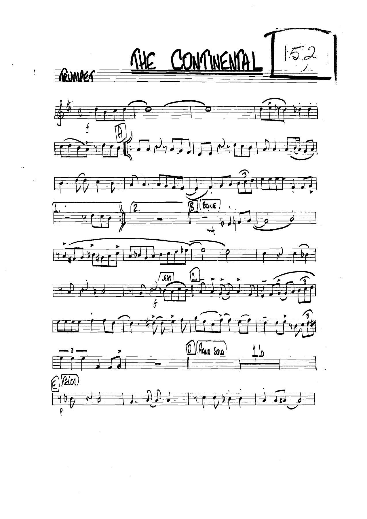 The Continental — sheet music preview