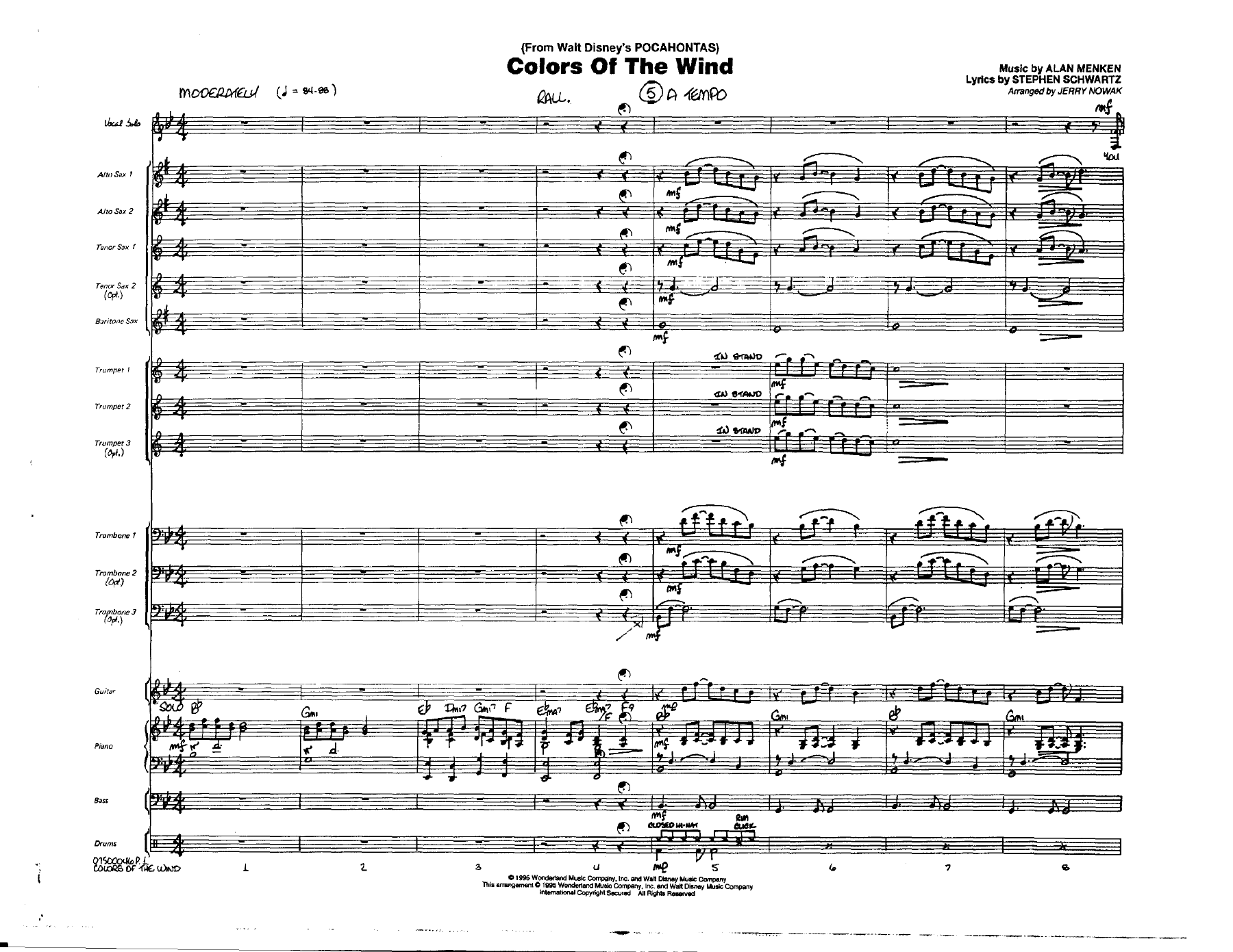 Colors Of The Wind — sheet music preview