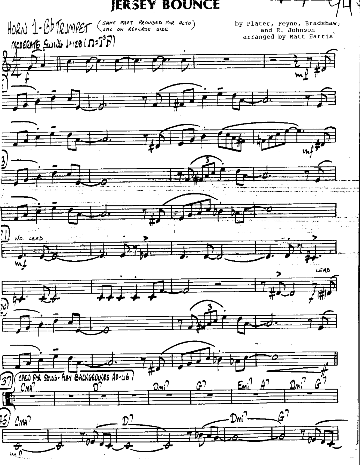 Jersey Bounce — sheet music preview