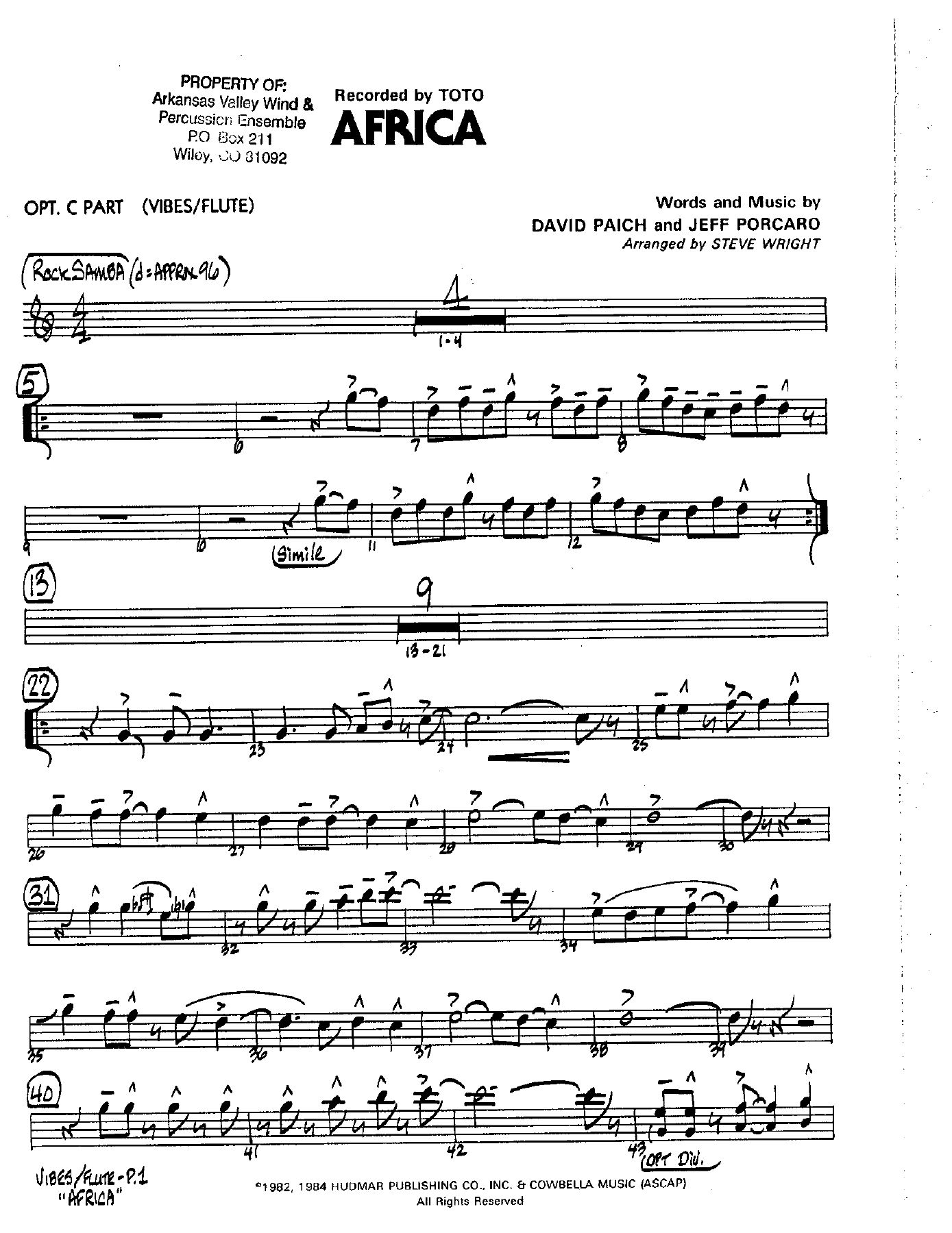 Africa — sheet music preview