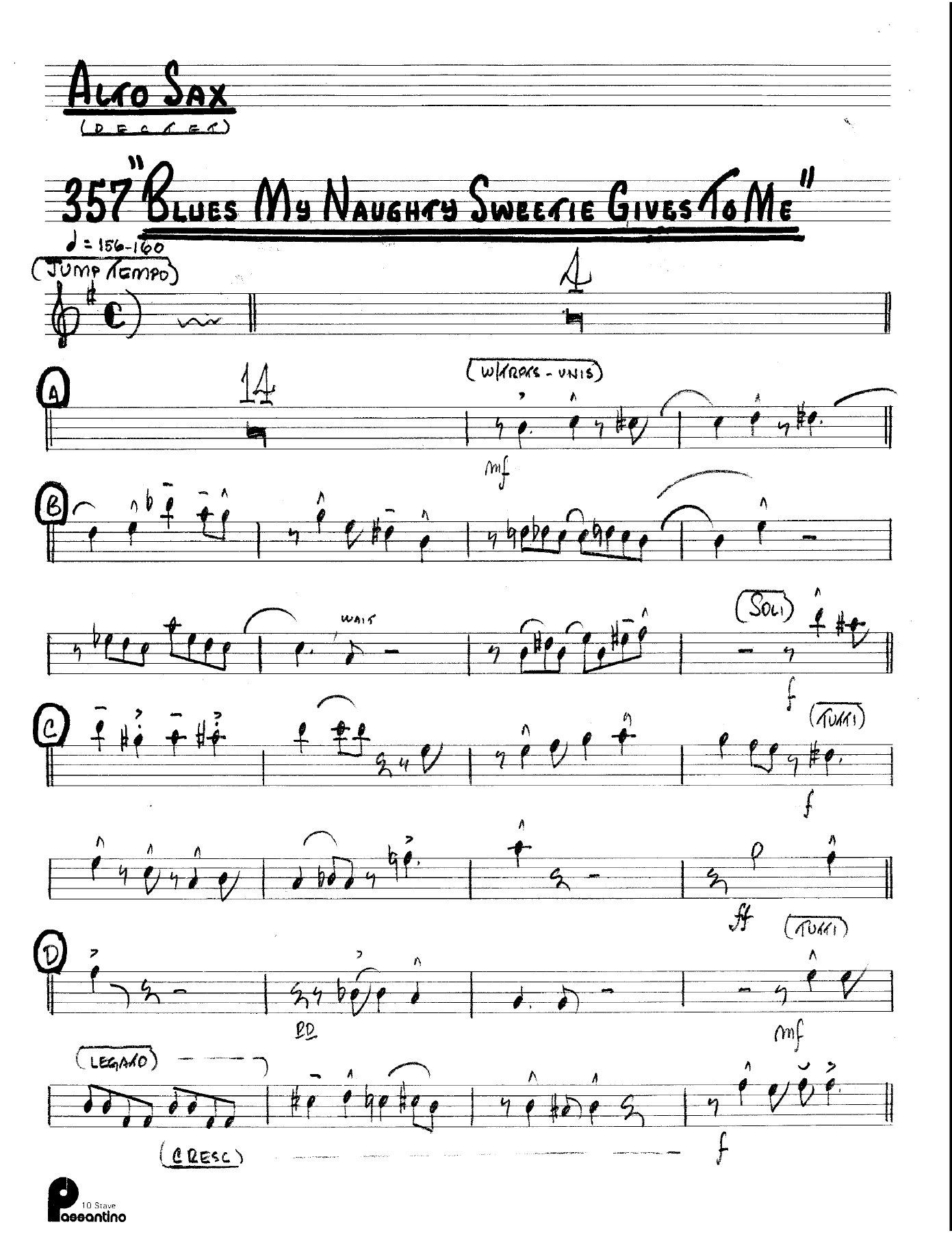 Blues My Naughty Sweetie Gives To Me (Kenton Dectet #357) 3214 — sheet music preview