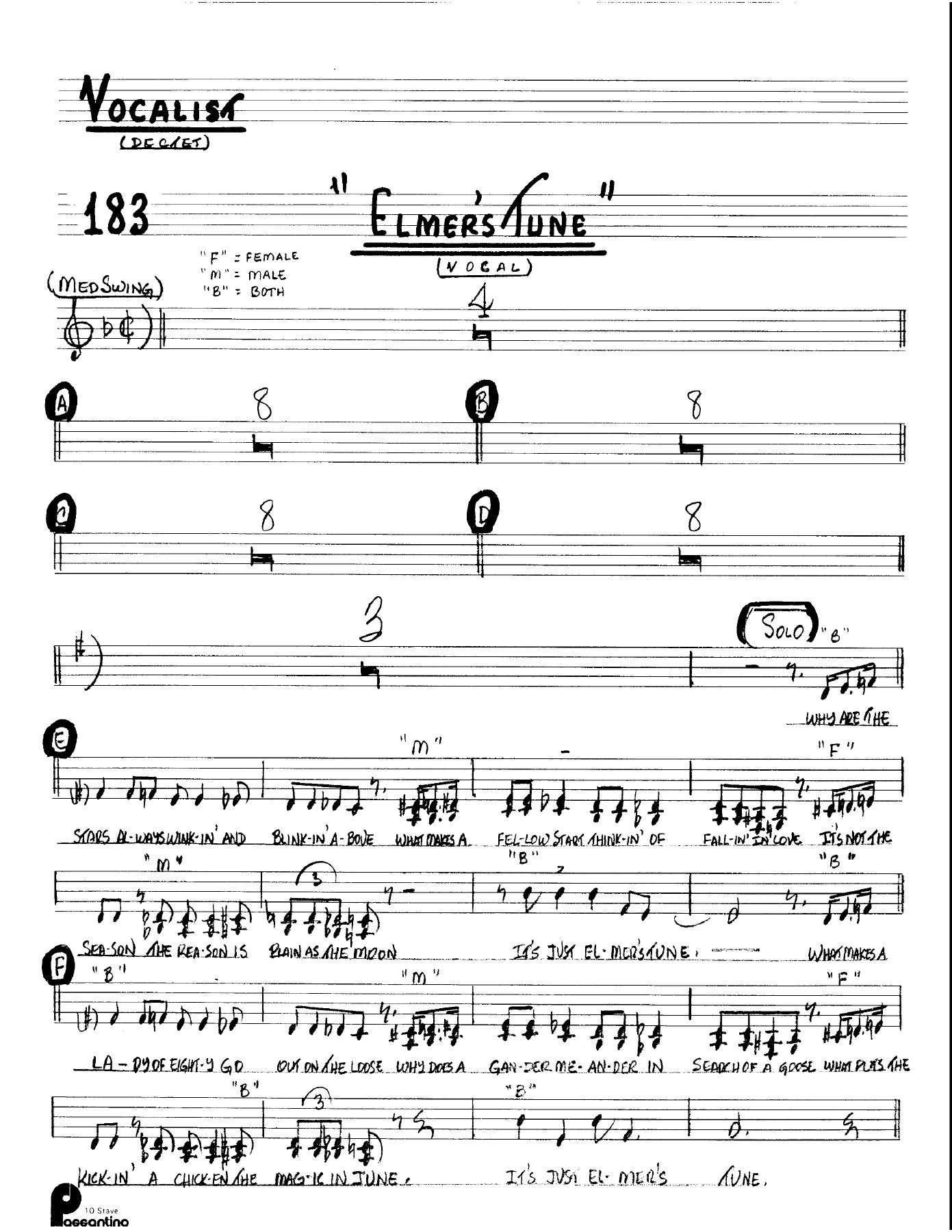 Elmers Tune — sheet music preview