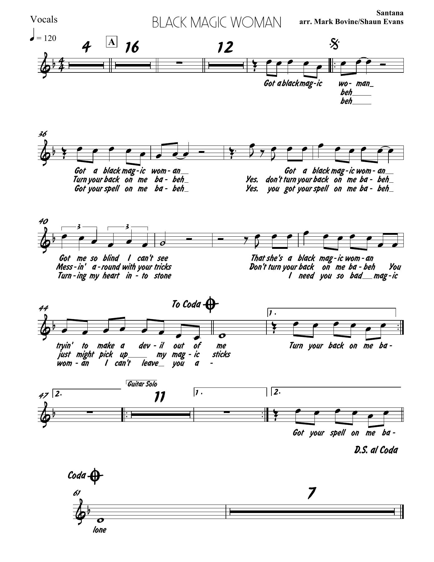 Black Magic Woman — sheet music preview