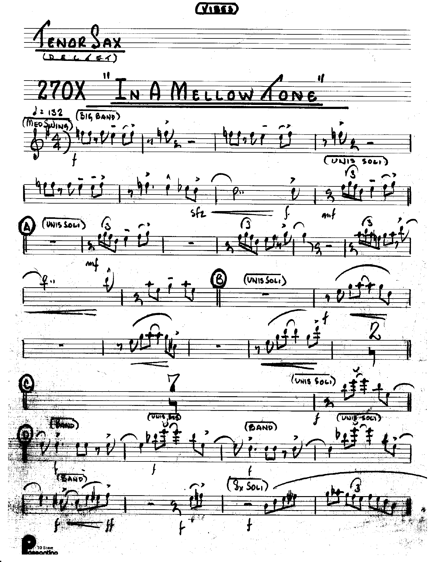 In A Mellow Tone (Kenton Dectet #270X) 3214 Vibes Opt — sheet music preview