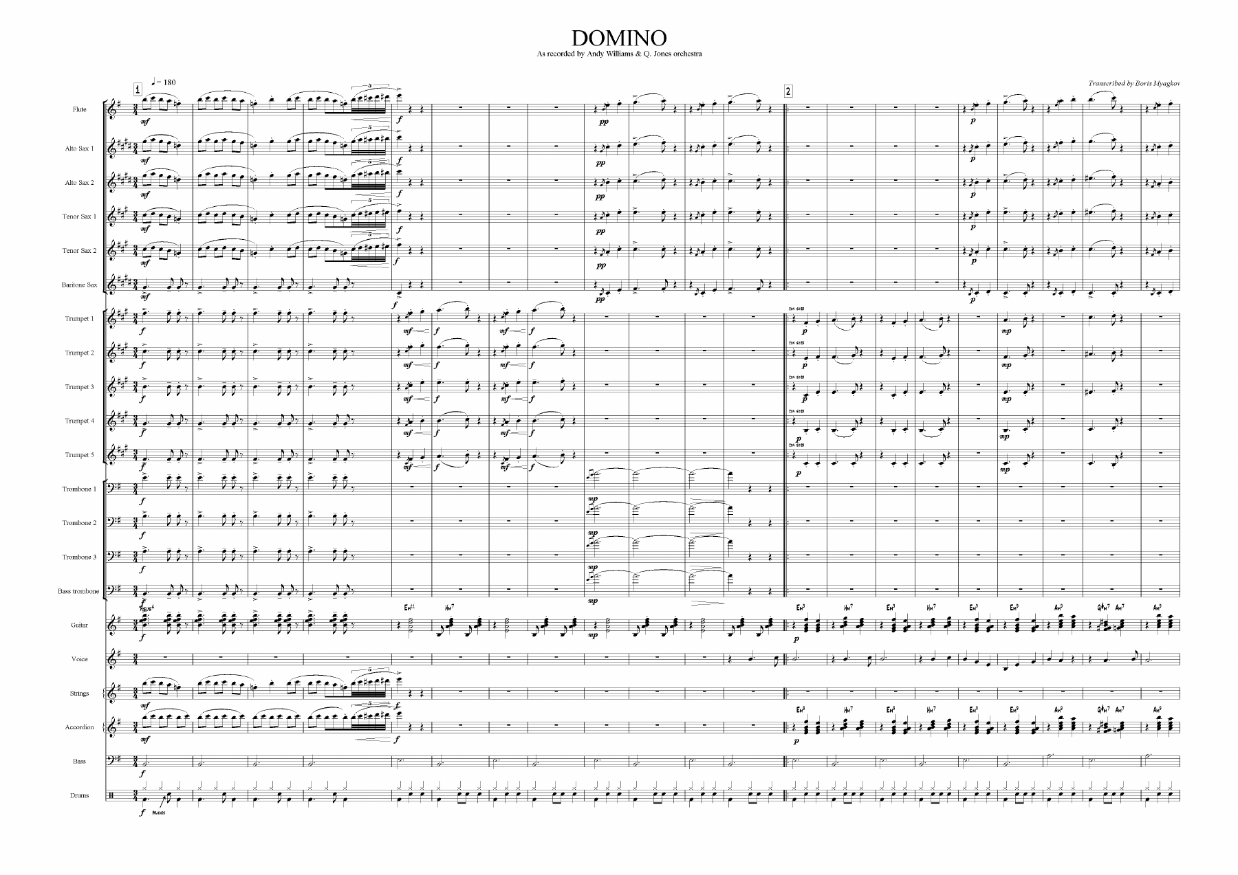 Domino — sheet music preview