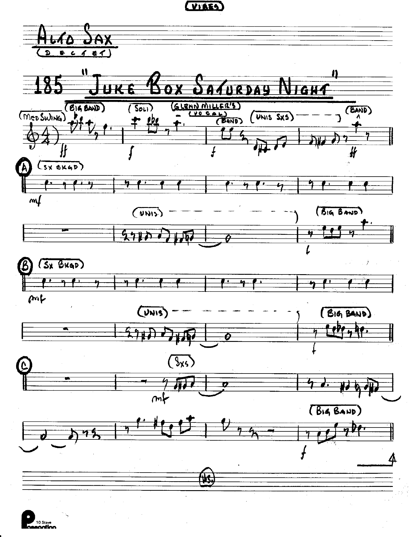 Juke Box Saturday Night (Kenton Dectet #185) 3214 Vibes Vocal — sheet music preview