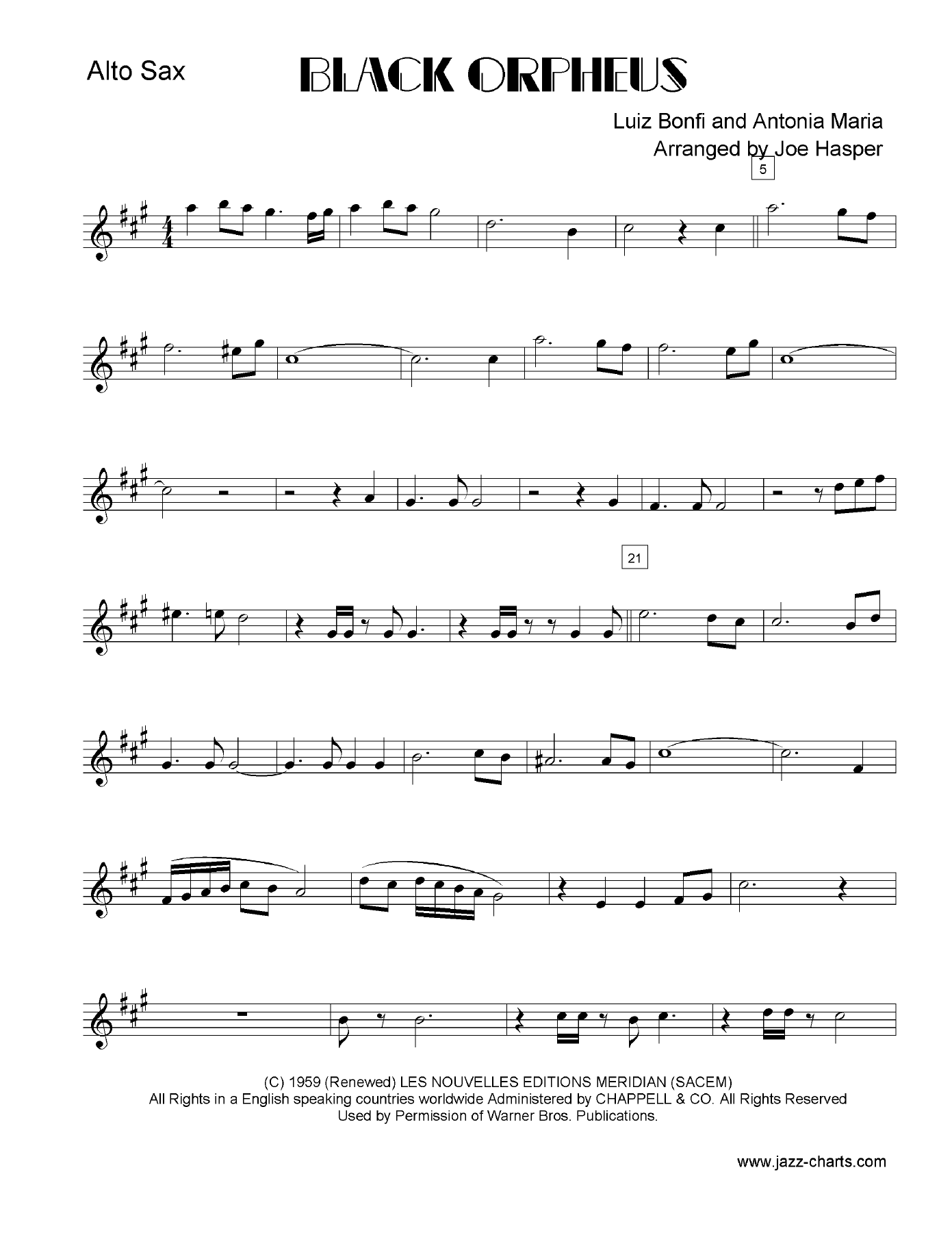 Black Orpheus — sheet music preview