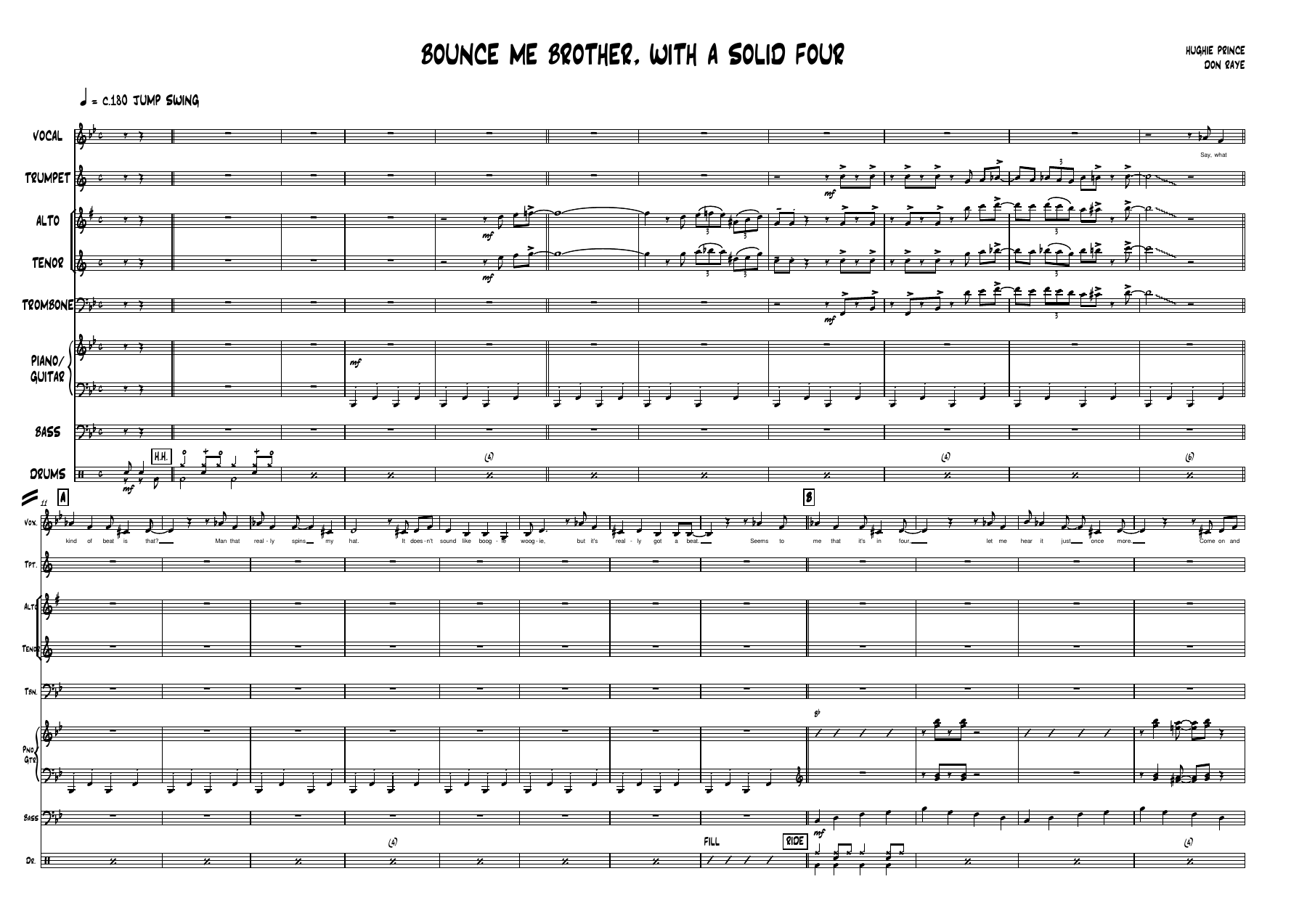 Bounce Me Brother With A Solid Four-voc — sheet music preview