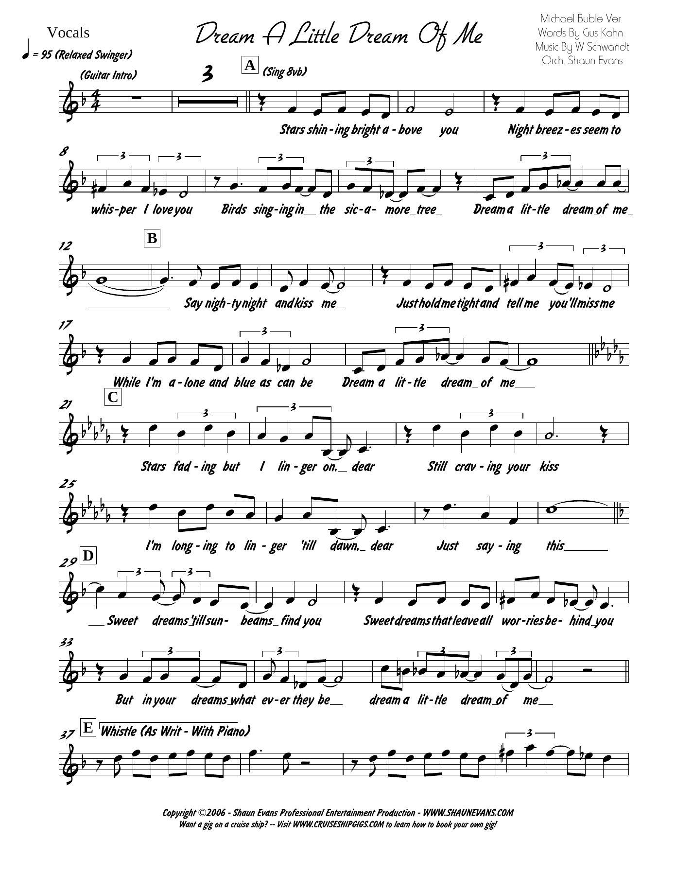 Dream A Little Dream — sheet music preview