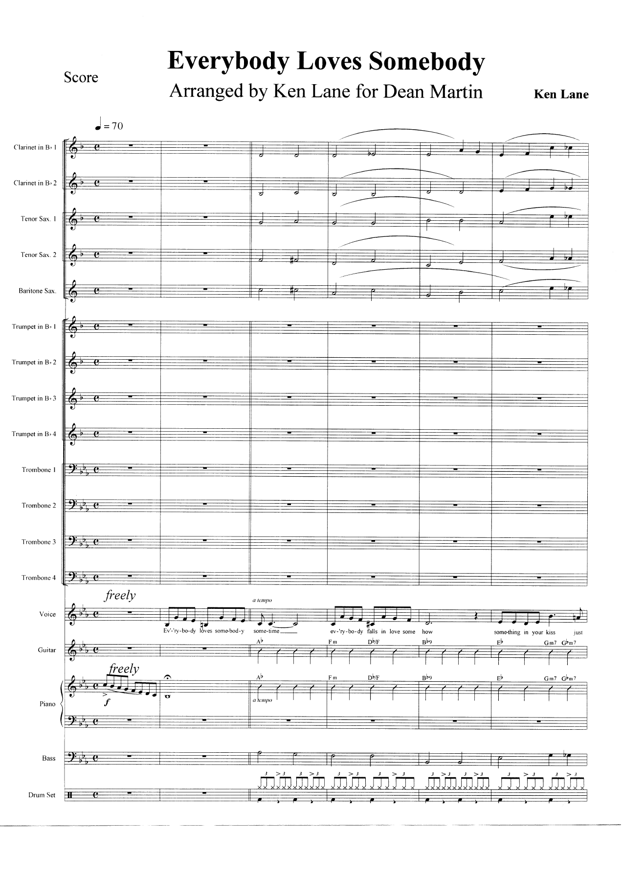 Everybody Loves Somebody — sheet music preview
