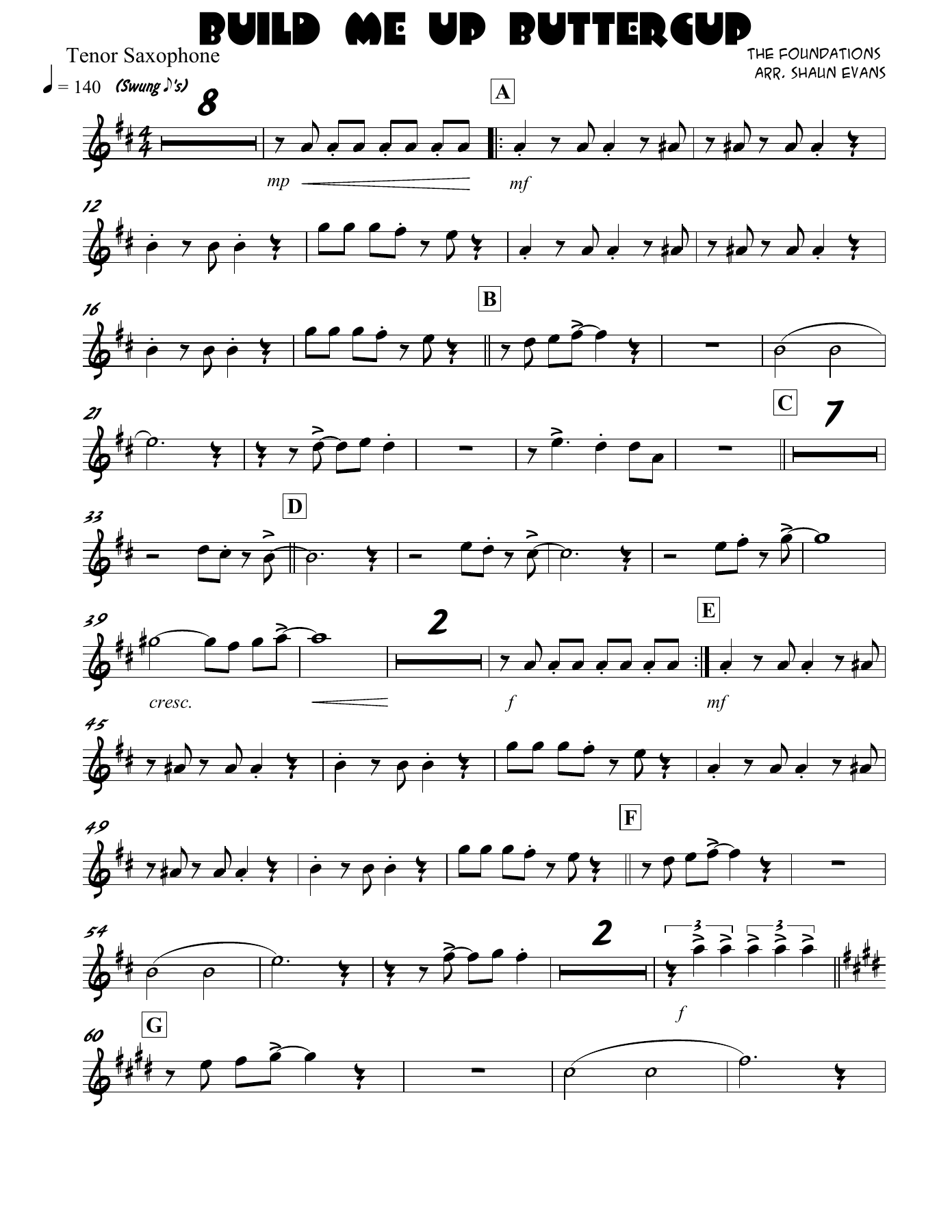 Build Me Up Buttercup — sheet music preview