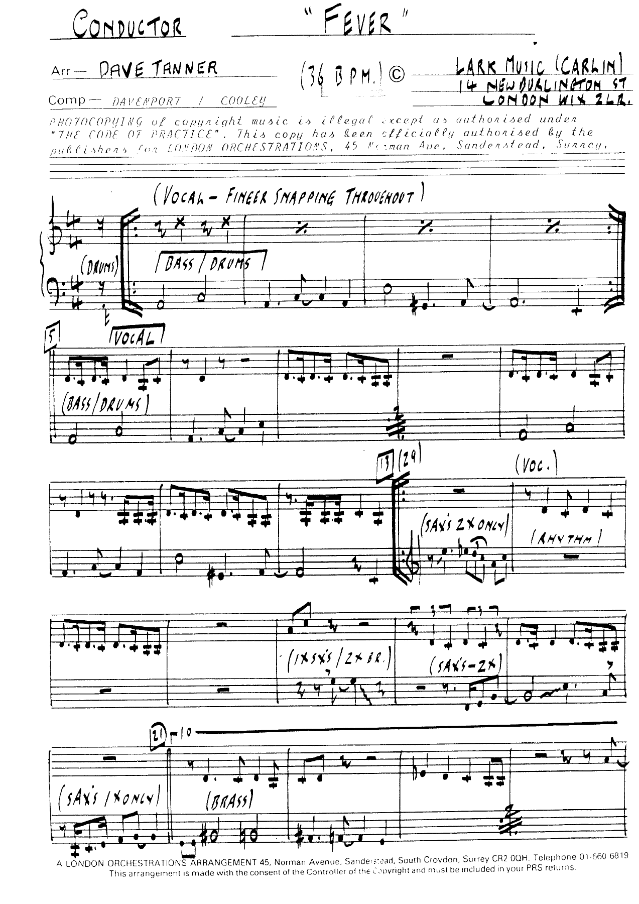 Fever — sheet music preview