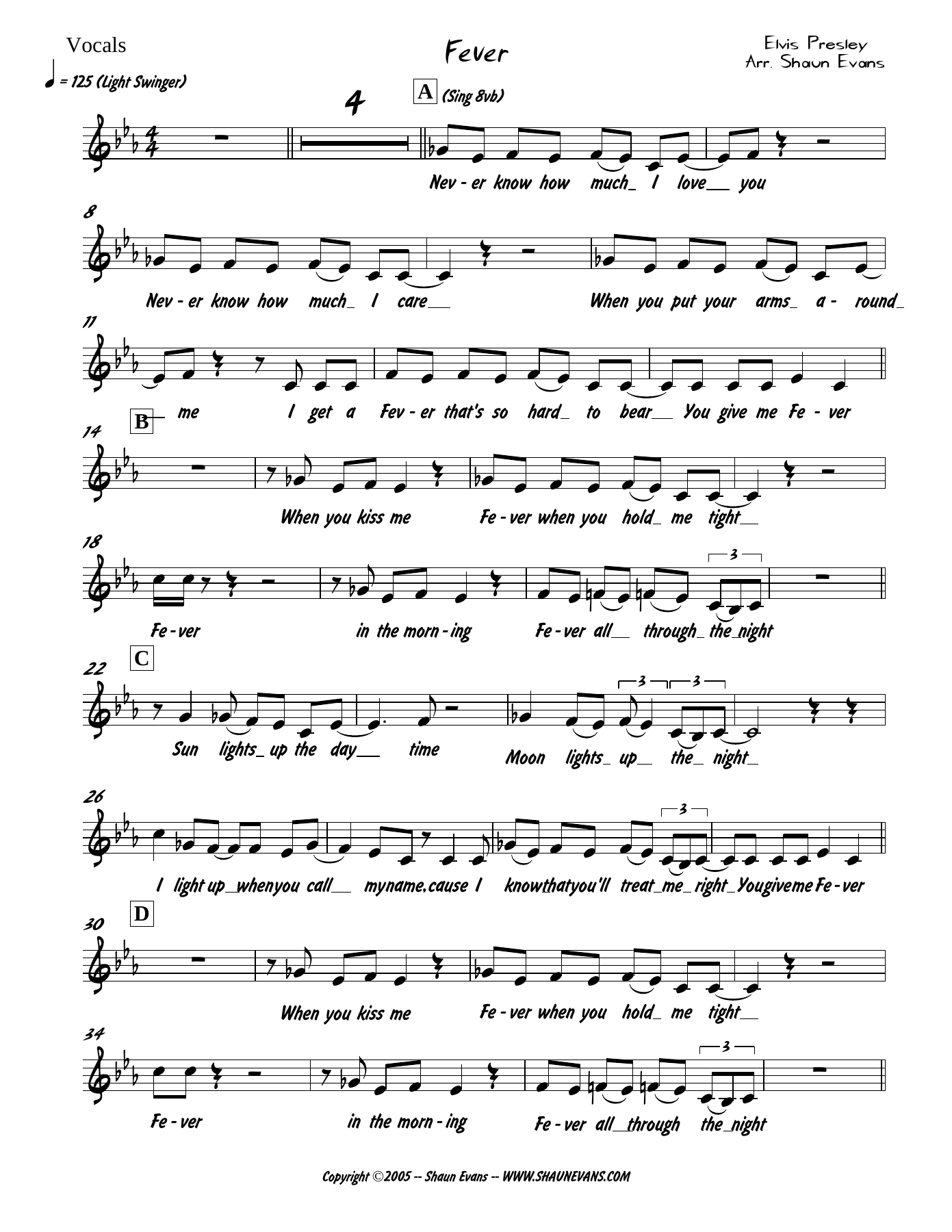 Fever — sheet music preview