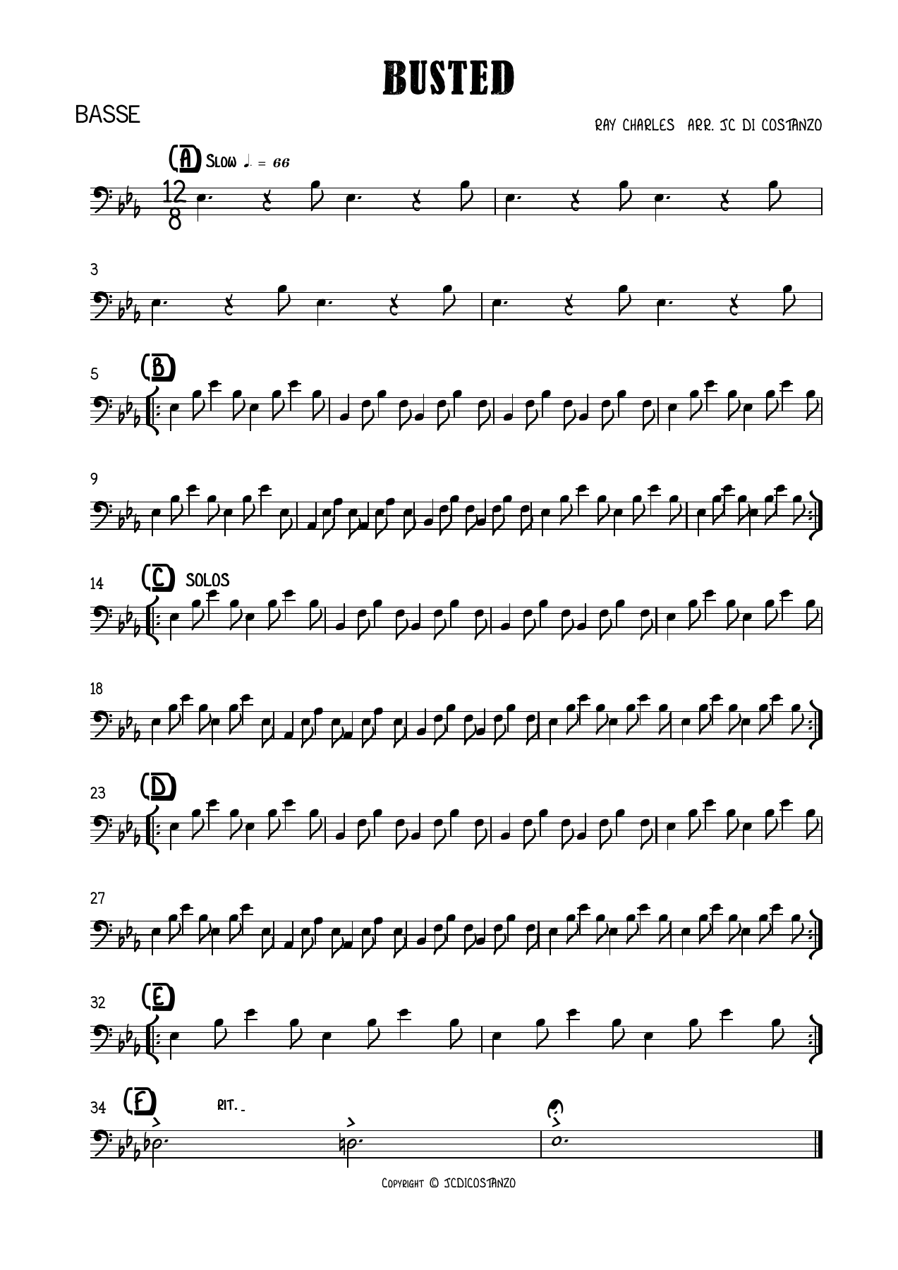 Busted (R.Charles) voc — sheet music preview