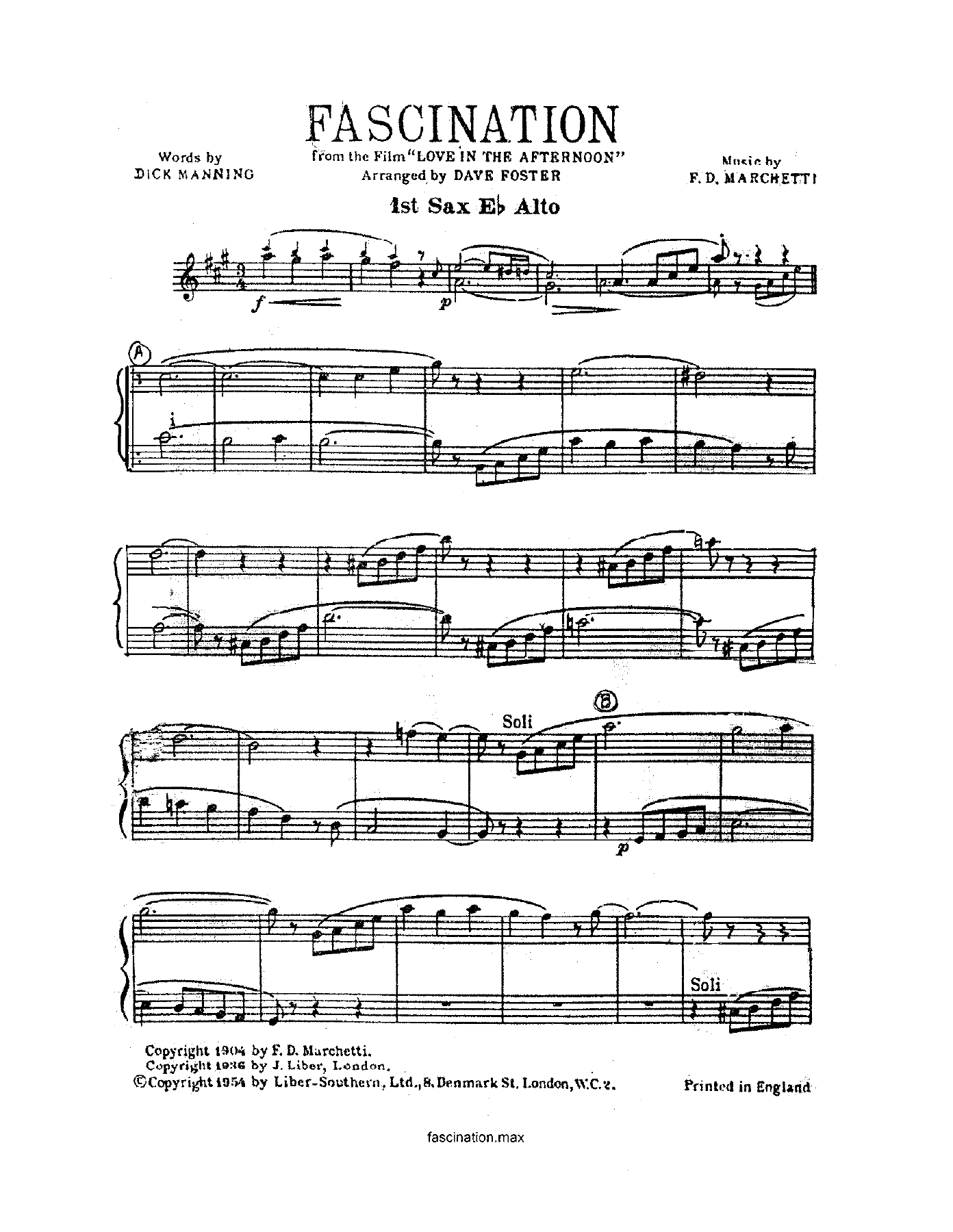 Fascination (D.Foster) Voc — sheet music preview
