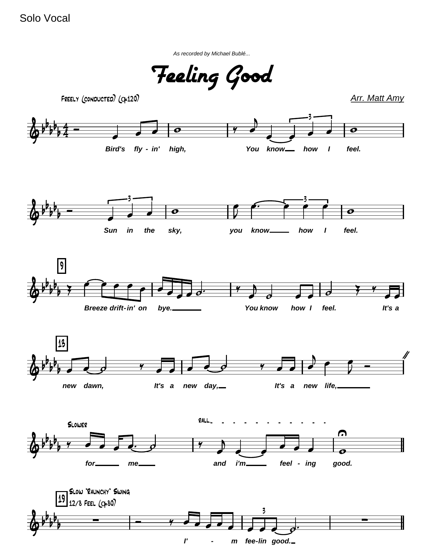 Feeling Good (M.Amy) M.Buble — sheet music preview