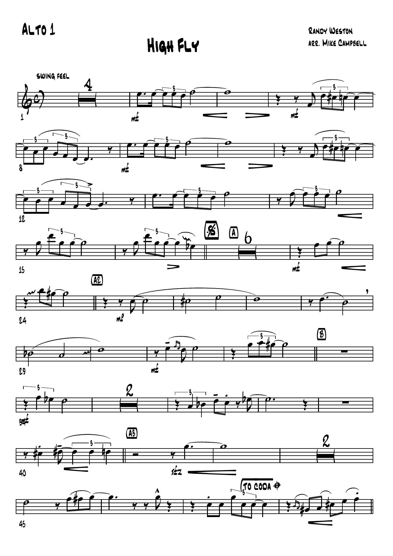 High Fly (M.Campbell) vocal — sheet music preview