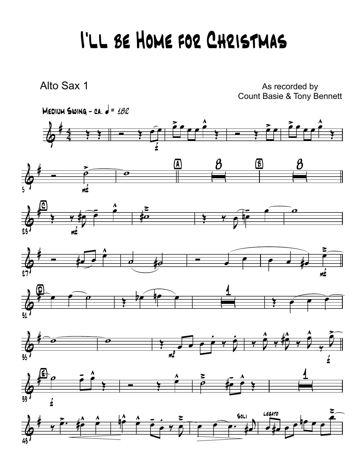 I'll Be Home For Christmas (C.Basie) T.Bennett — sheet music preview