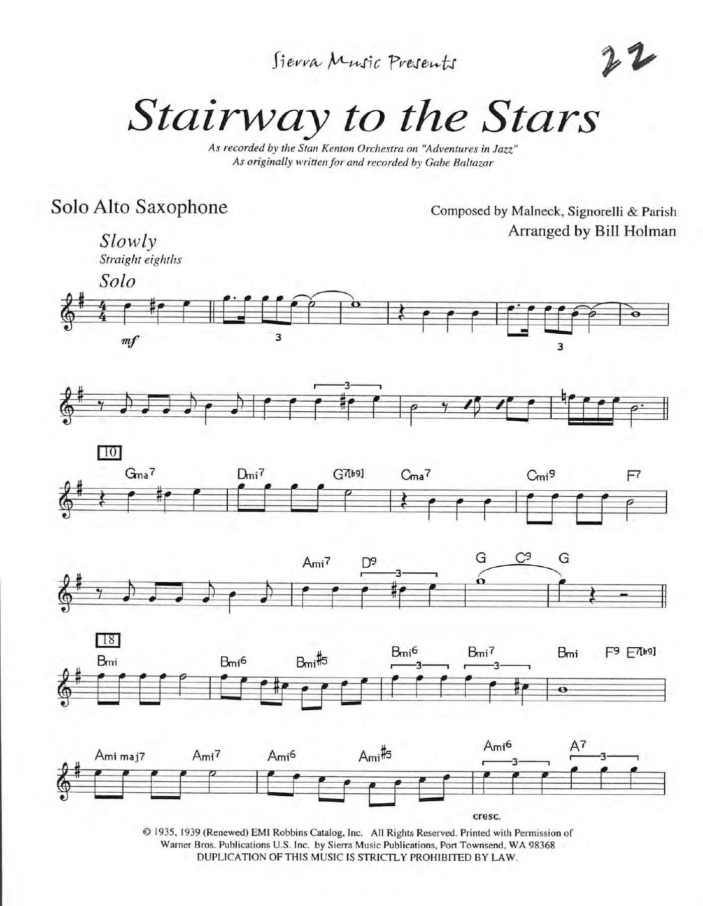 Stairway To The Stars (B.Holman) S.Kenton — sheet music preview