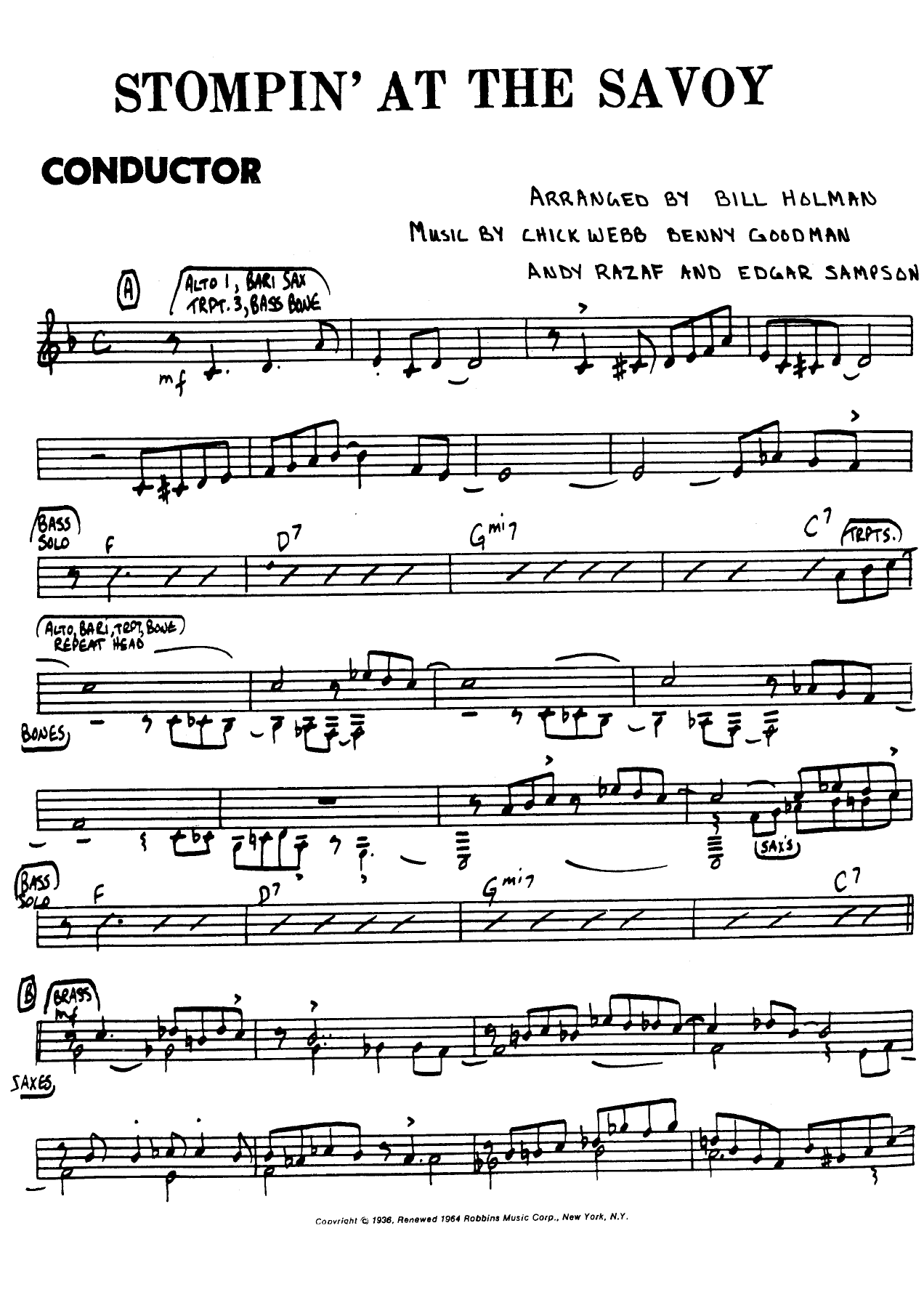 Stompin' At The Savoy (B.Holman) 1 — sheet music preview