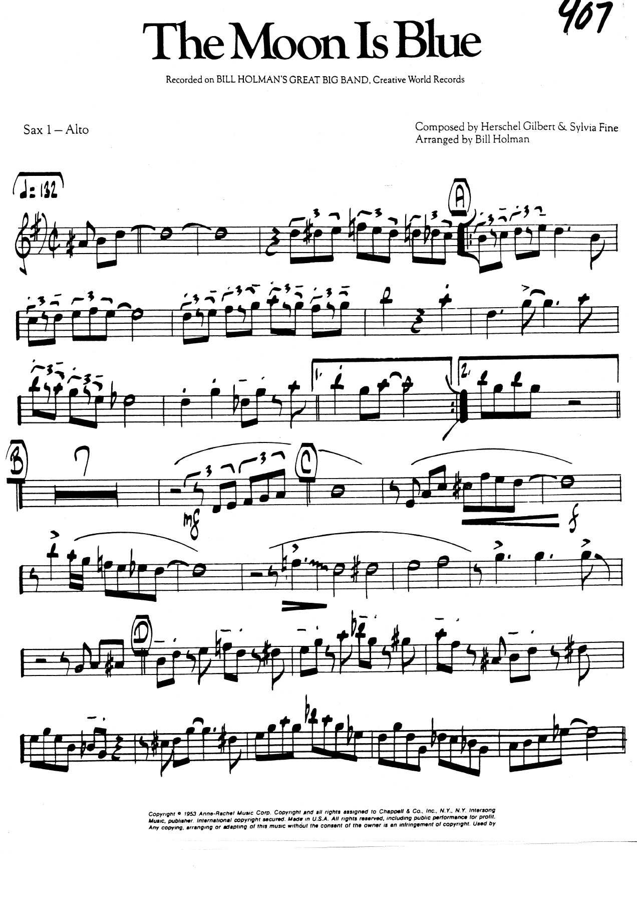 The Moon Is Blue (B.Holman) MP3 — sheet music preview