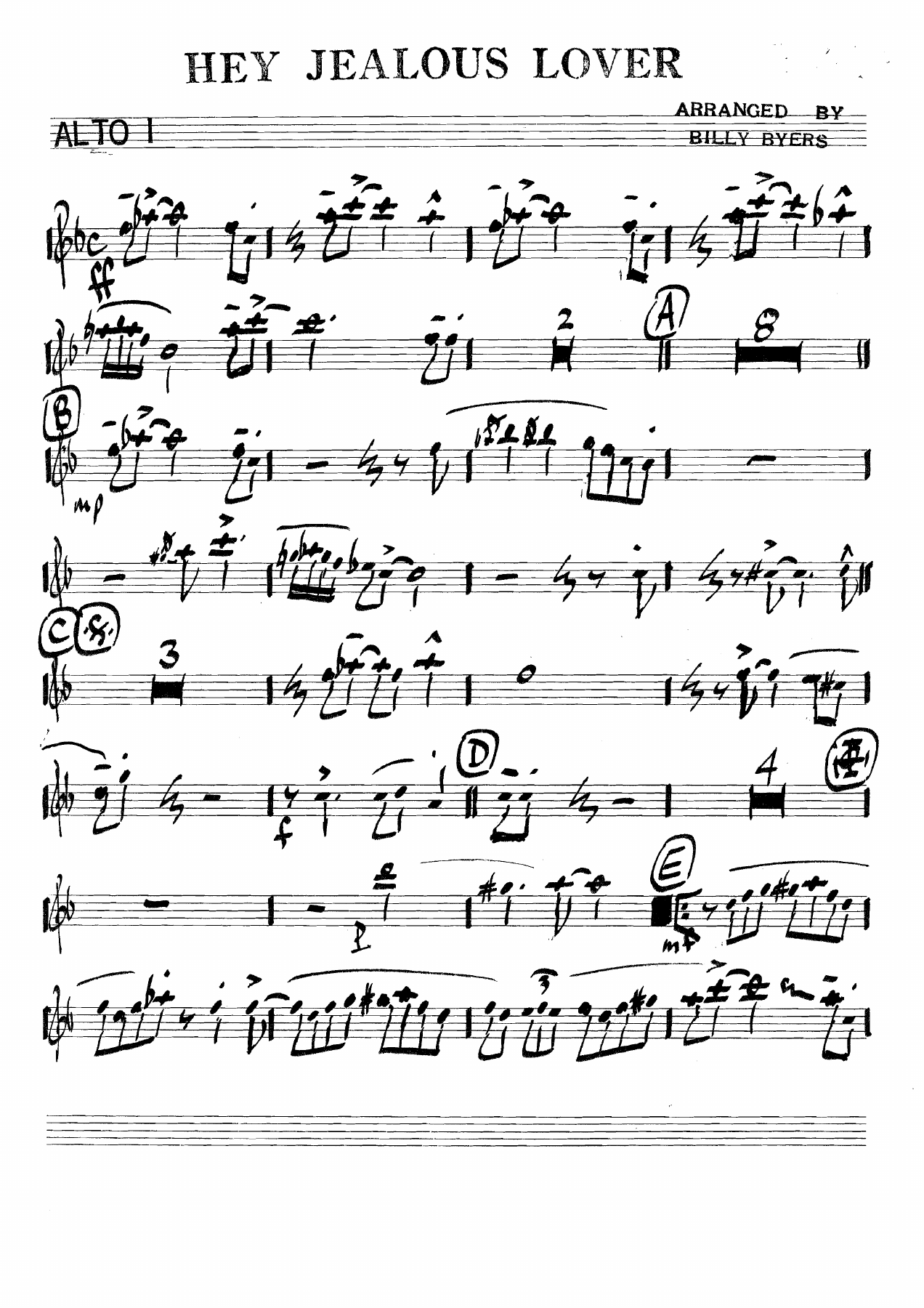 Hey Jealous Lover (B.Byers) C.Basie — sheet music preview