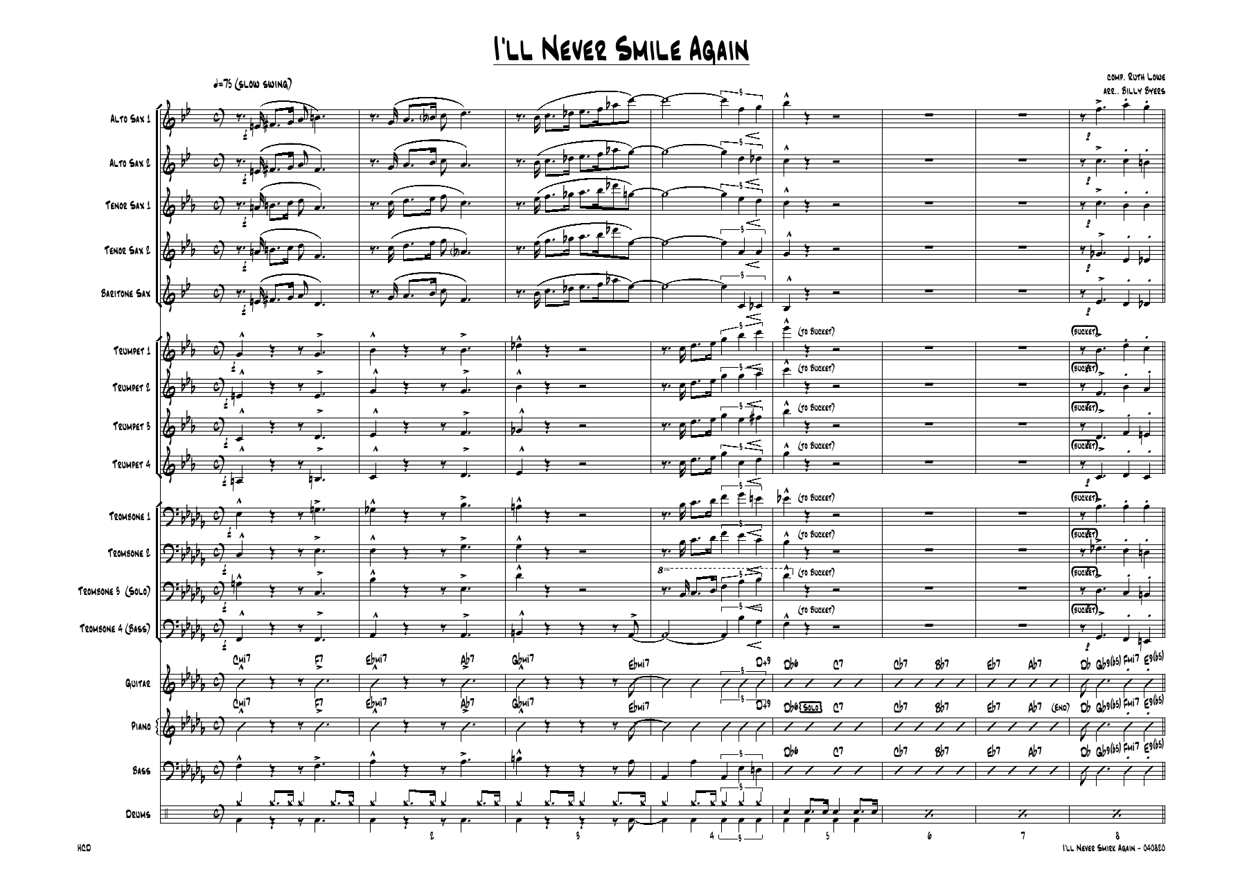 I'll Never Smile Again (B.Byers) C.Basie — sheet music preview
