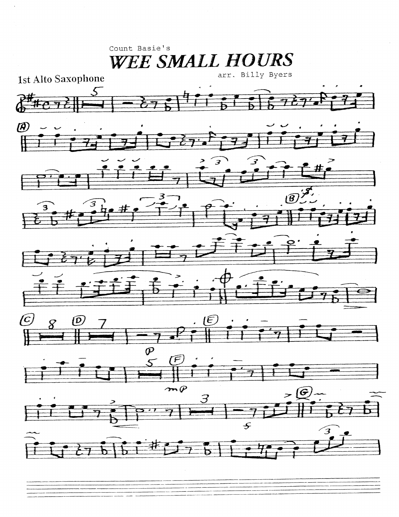 The Wee Small Hours (B.Byers) C.Basie — sheet music preview