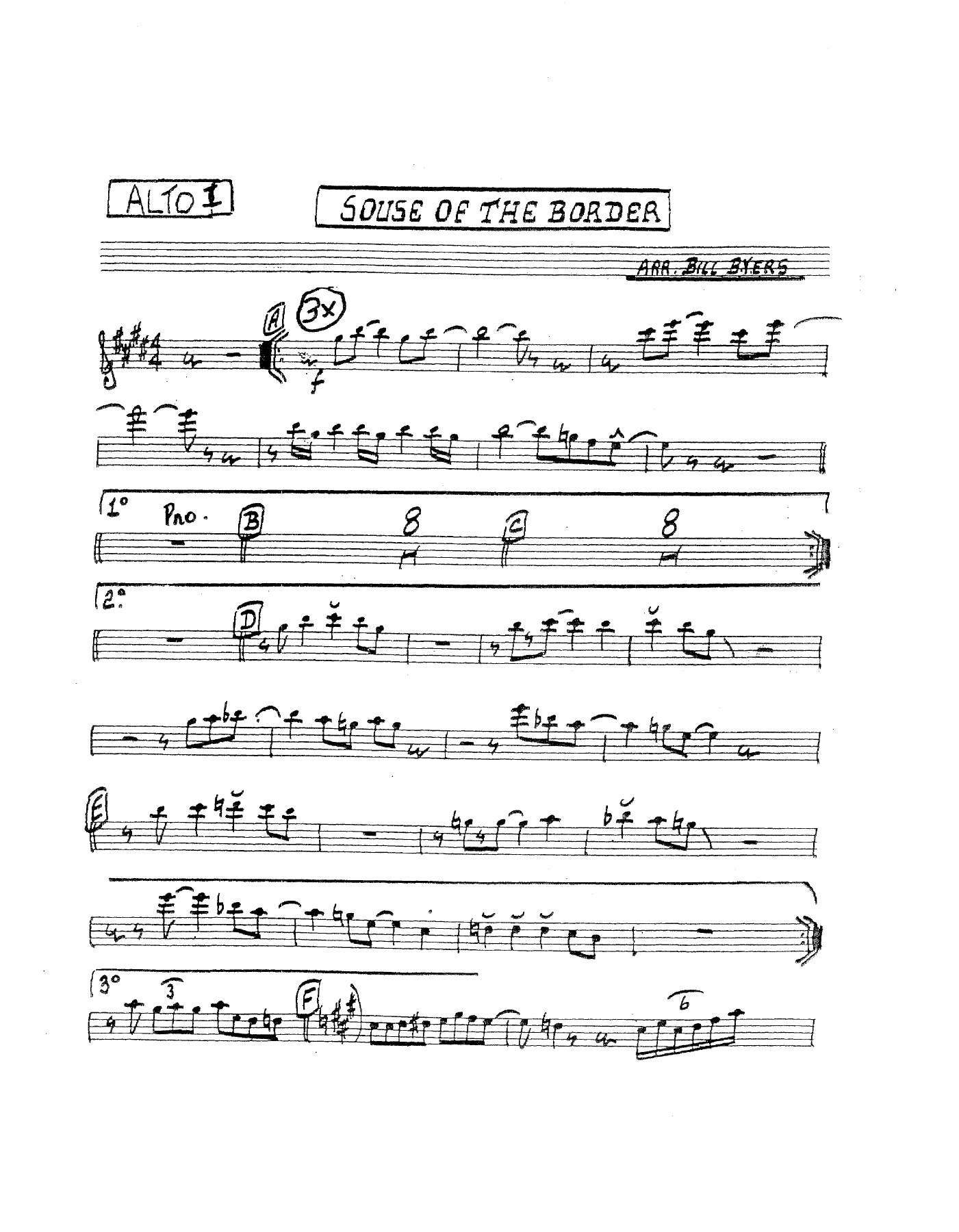 South Of The Border — sheet music preview