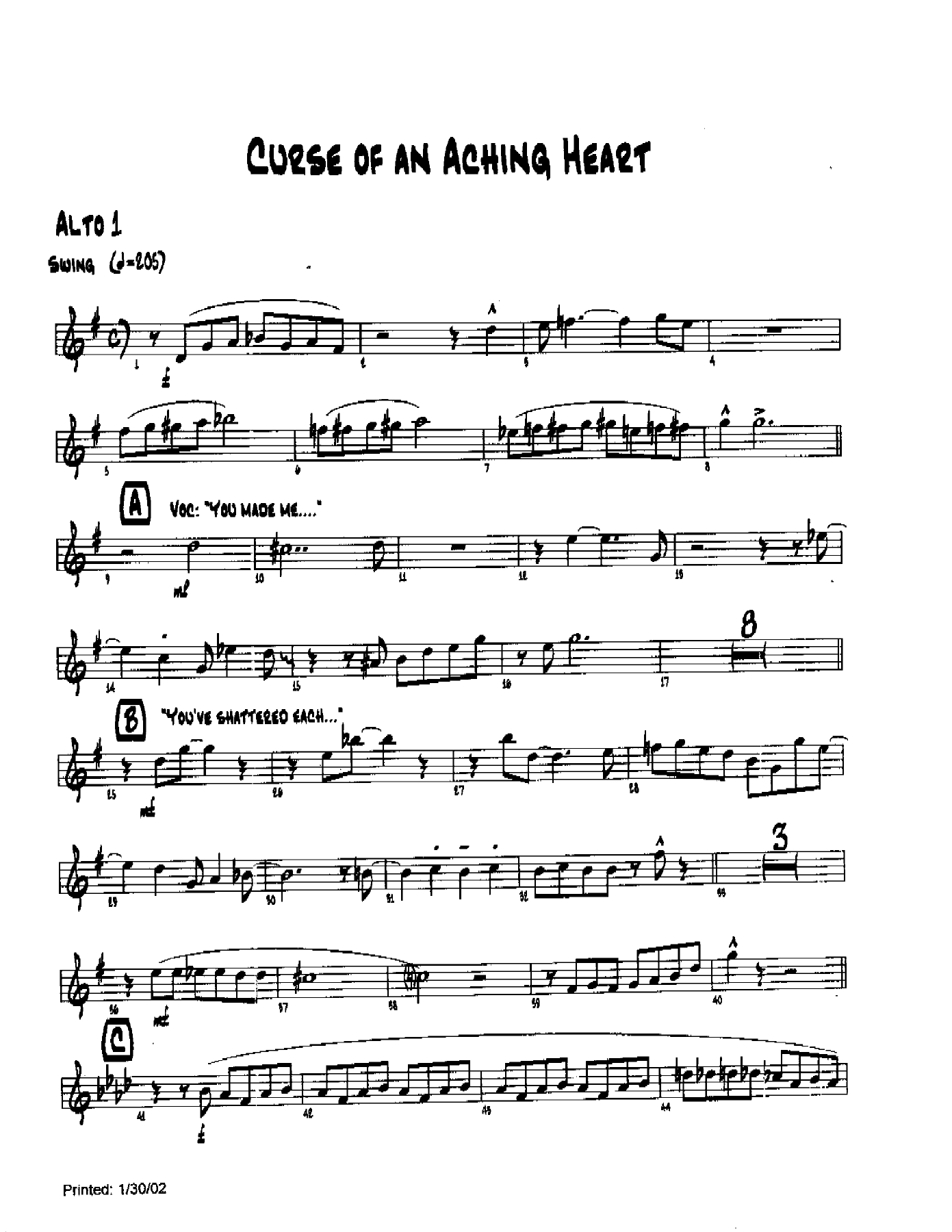 Curse Of An Aching Heart (B.May) H.Fink-Al Pientadosi — sheet music preview