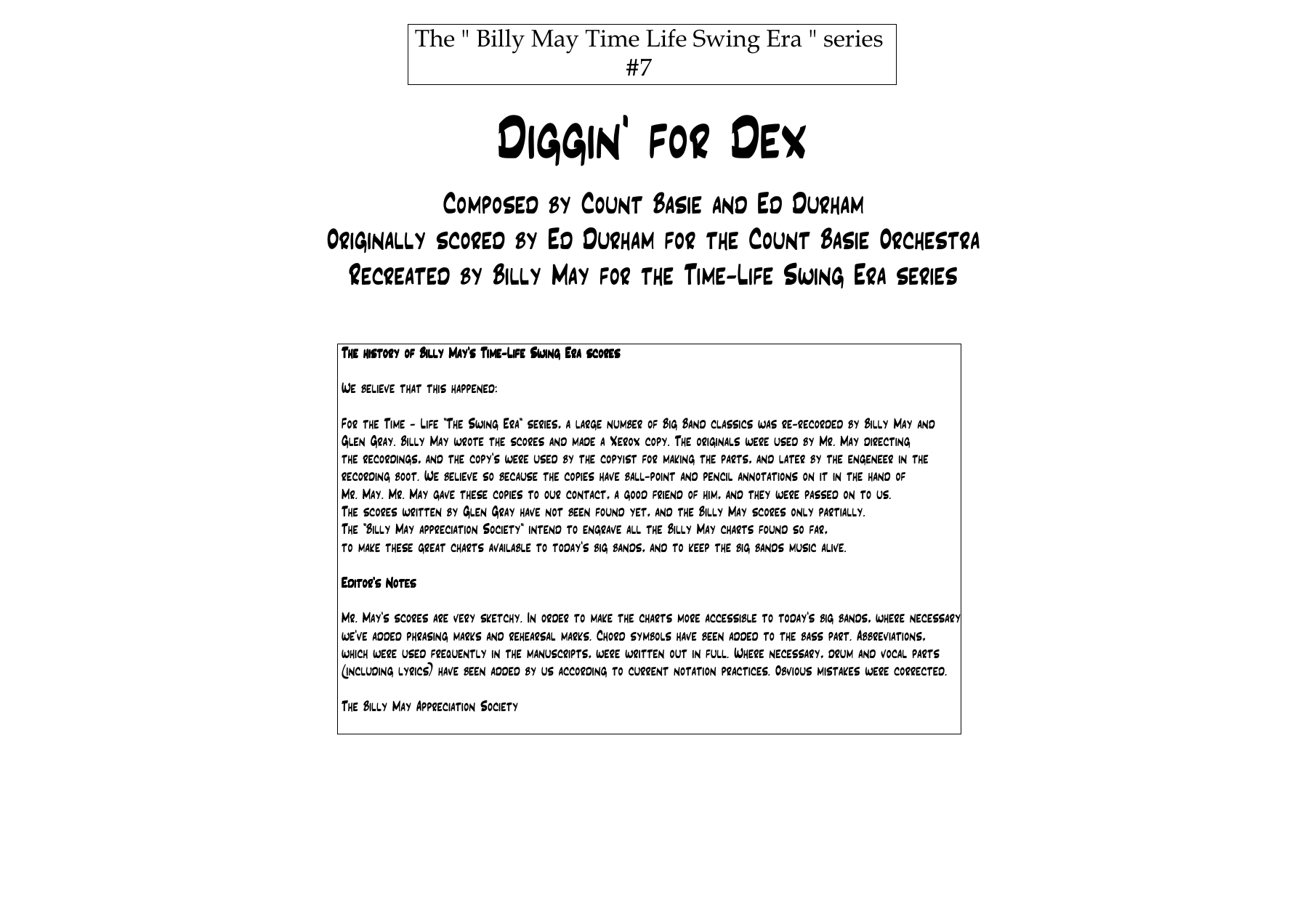 Diggin' For Dex — sheet music preview