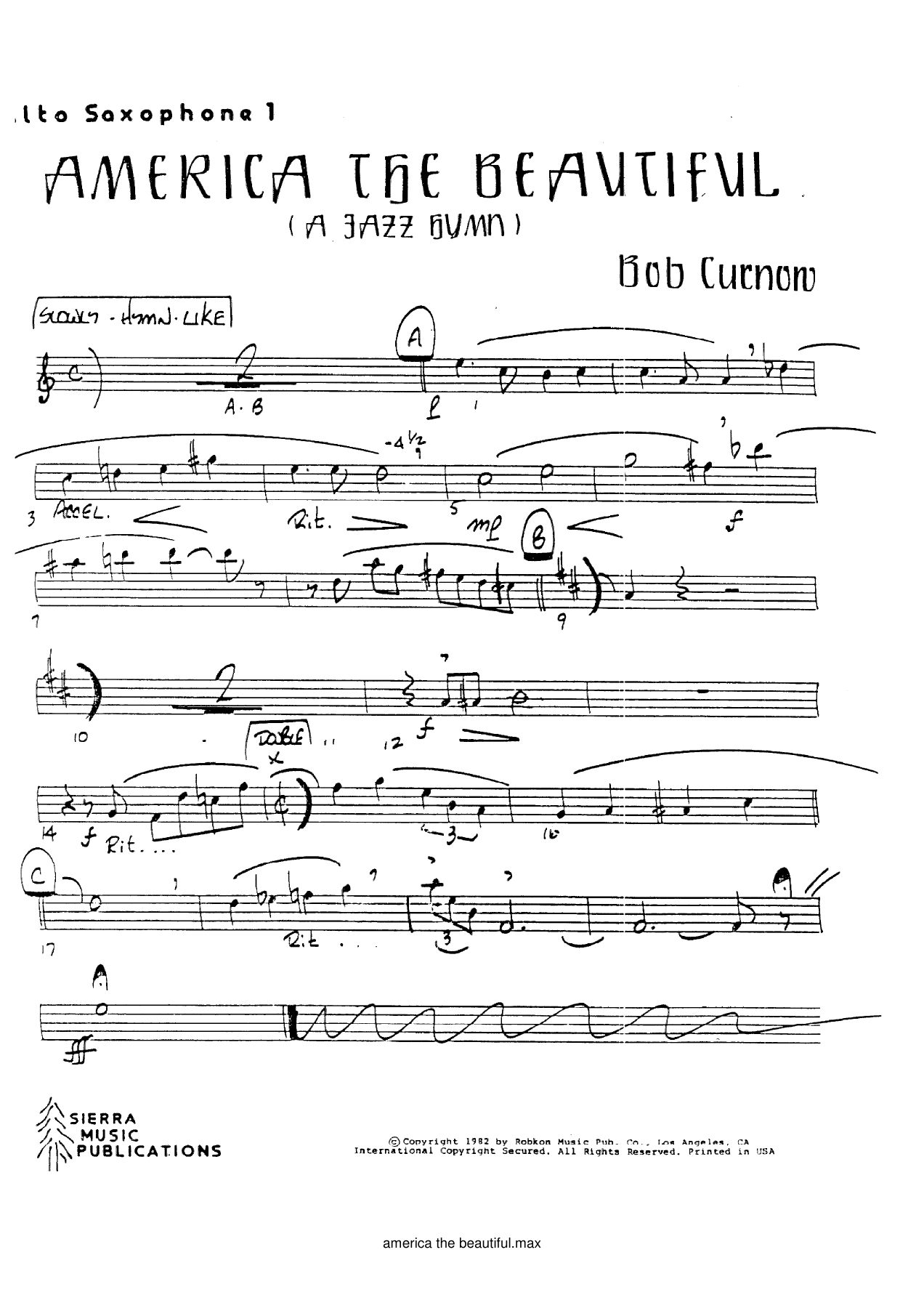 America The Beautiful — sheet music preview