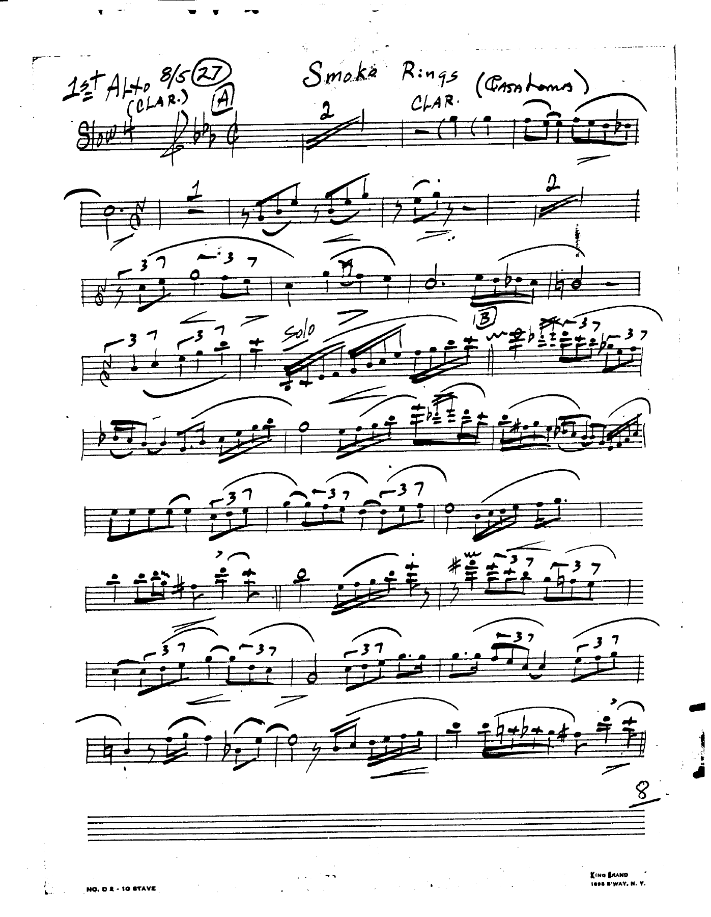 Smoke Rings (B.Eberhart) Glenn Gray — sheet music preview