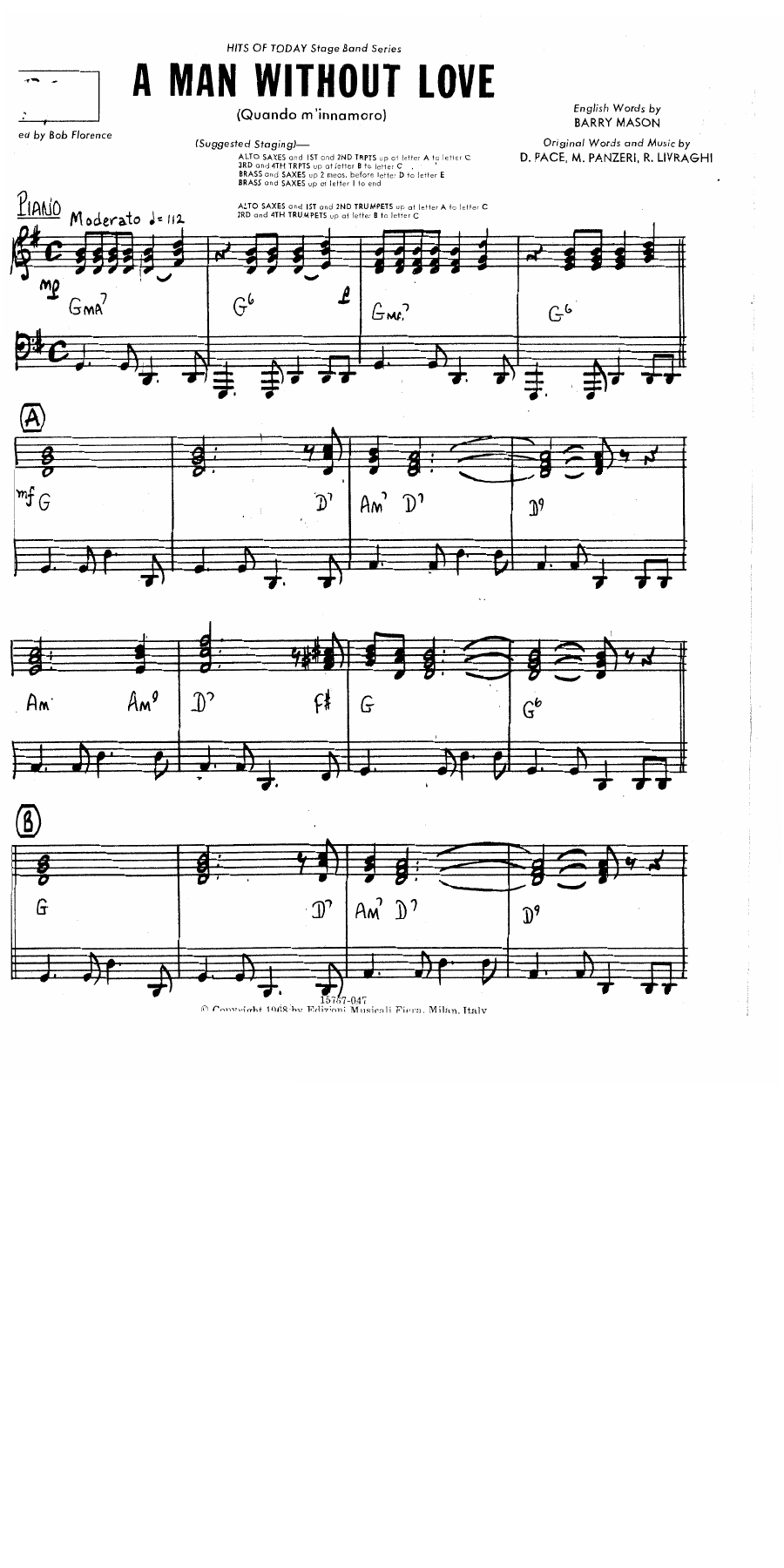 A Man Without Love — sheet music preview