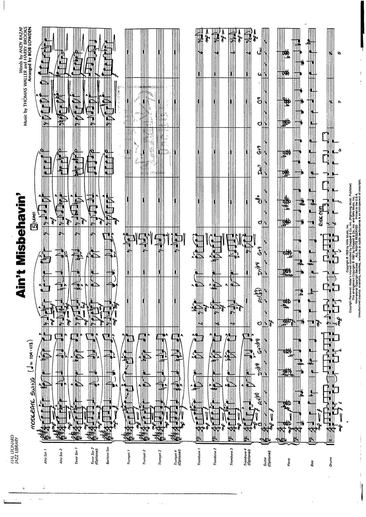 Ain't Misbehavin' — sheet music preview