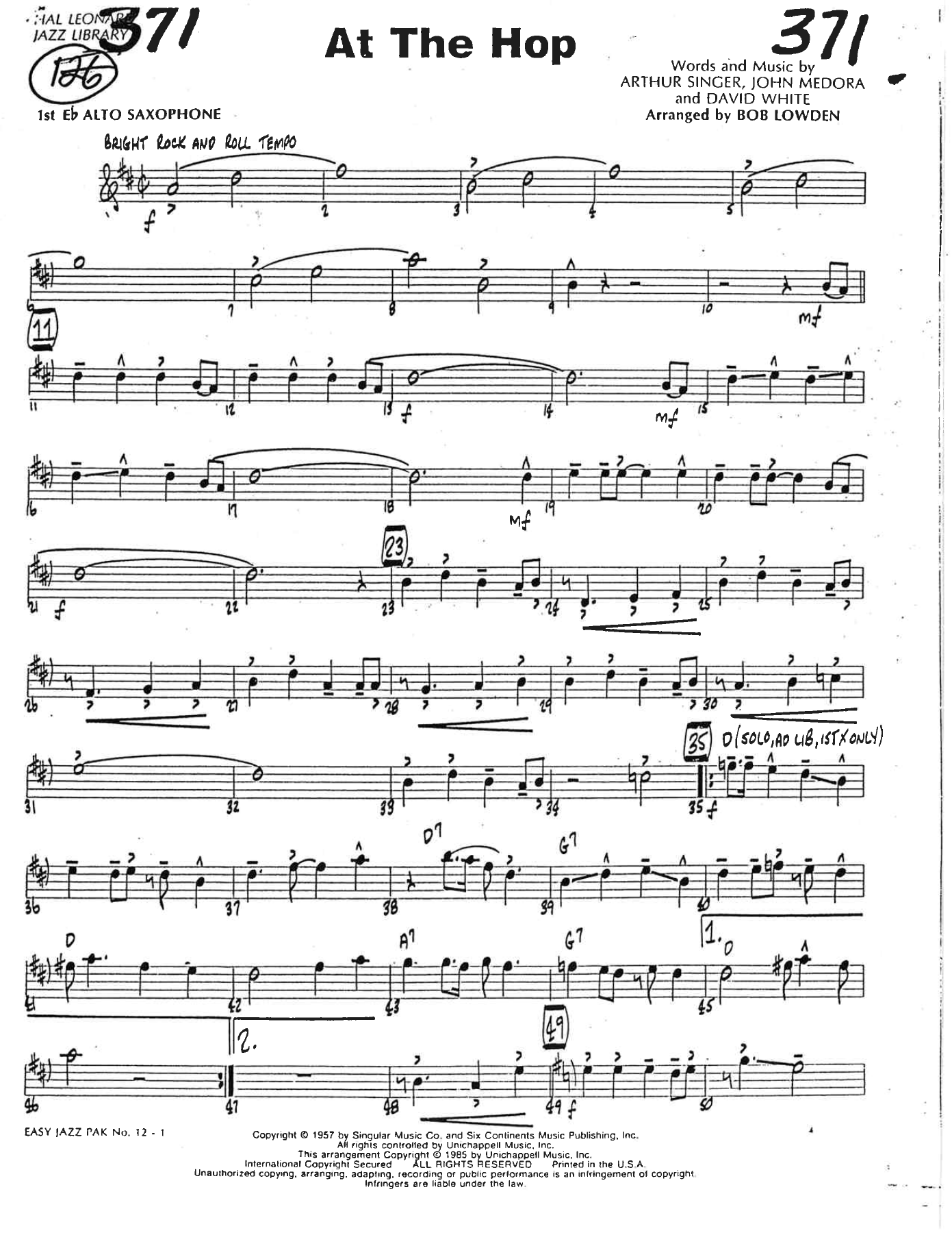 At The Hop — sheet music preview