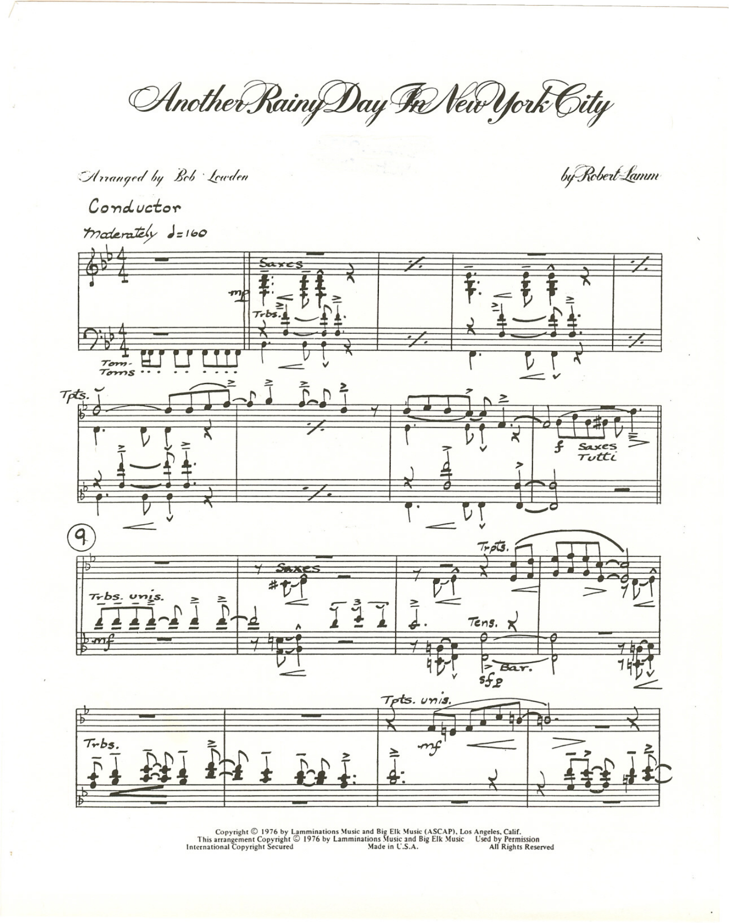 Another Rainy Day In New City (B.Lowden) — sheet music preview