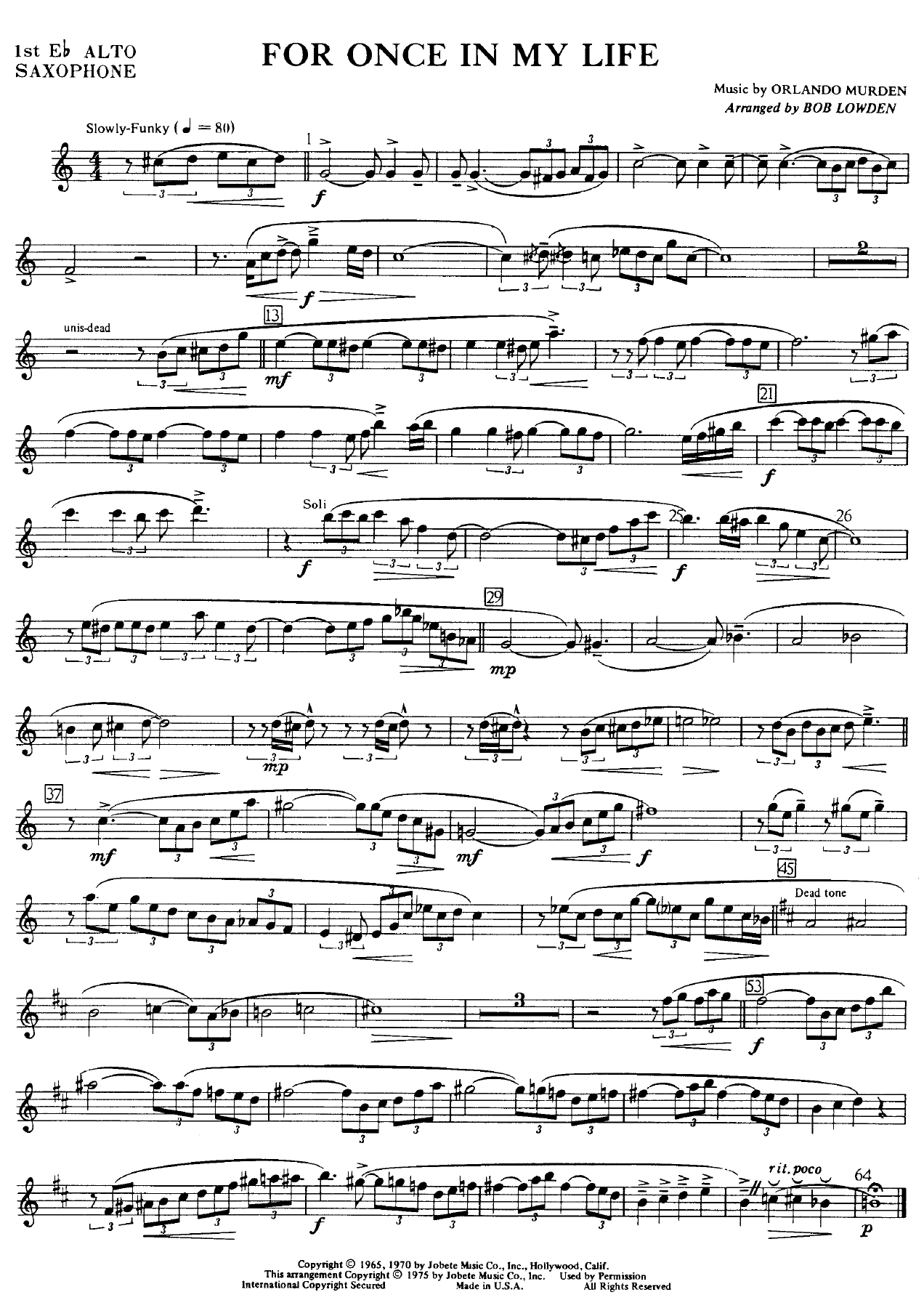 For Once In My Life — sheet music preview