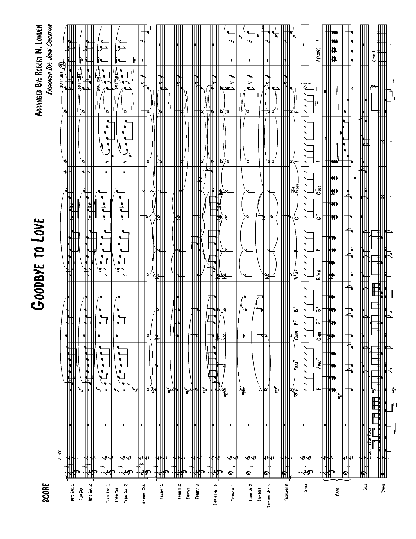Goodbye To Love (B.Lowden) J.Christian — sheet music preview