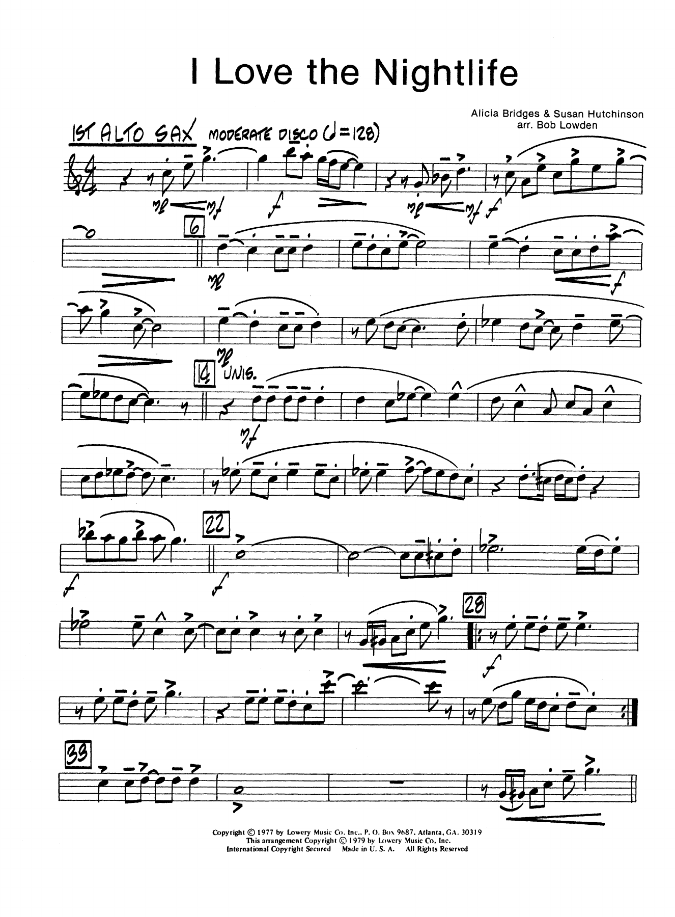 I Love The Nightlife — sheet music preview