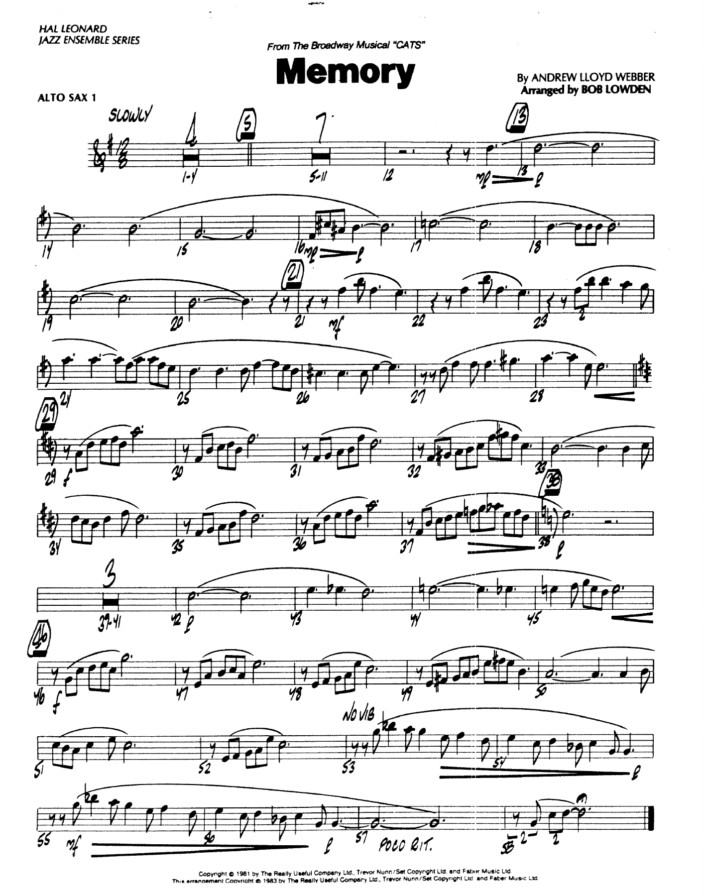 Memory — sheet music preview