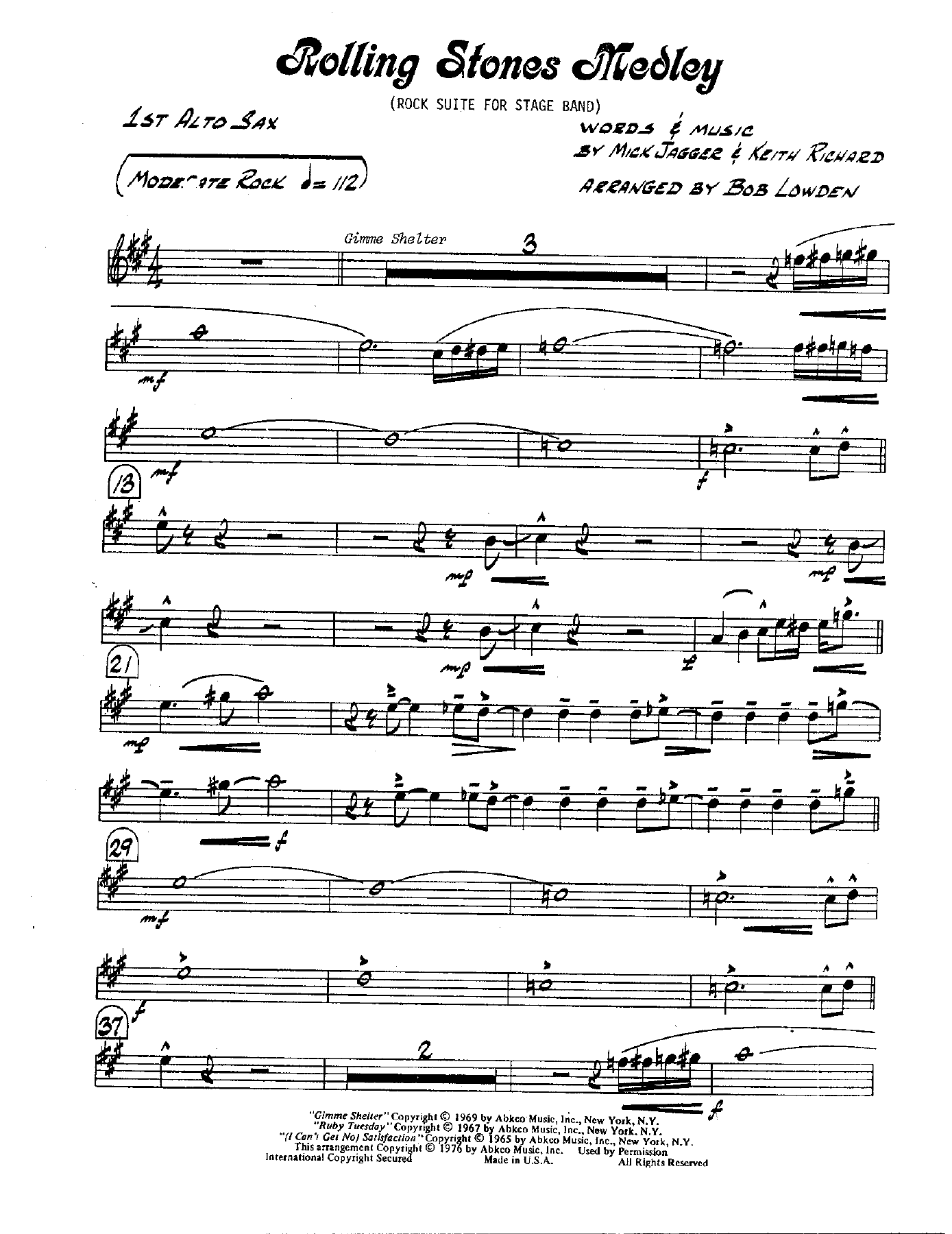 Rolling Stones Medley — sheet music preview
