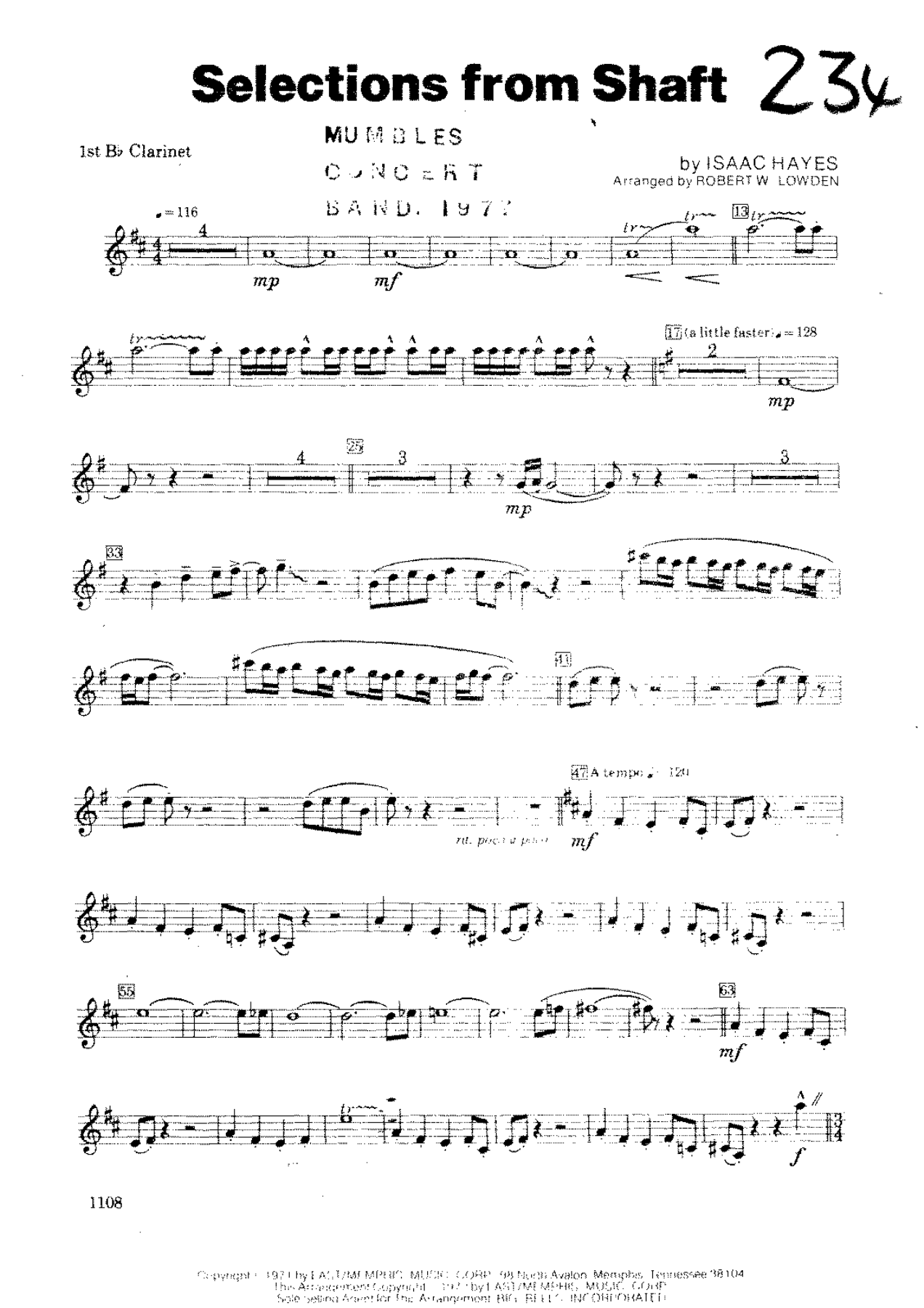 Selections From Shaft — sheet music preview