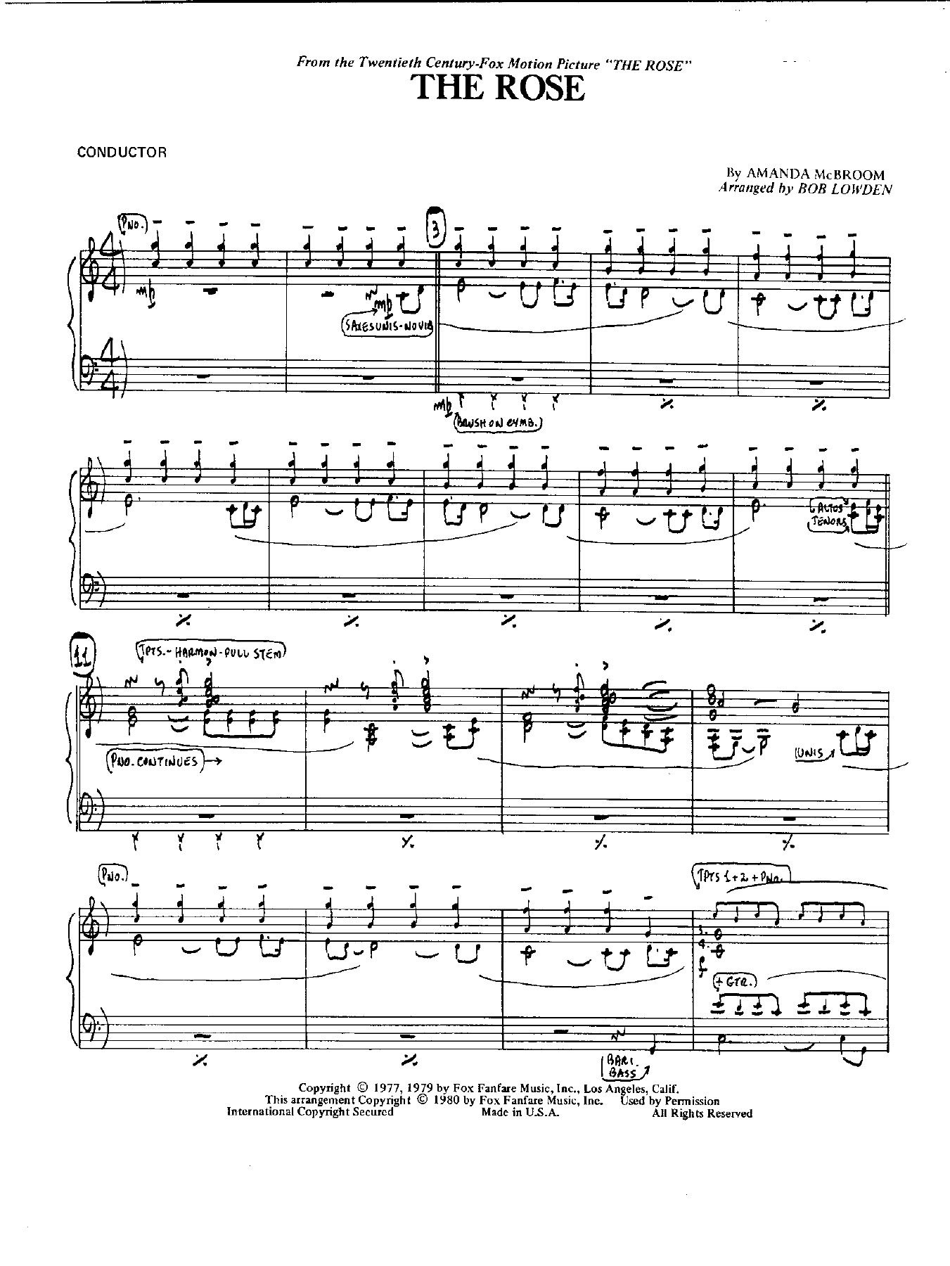 The Rose — sheet music preview