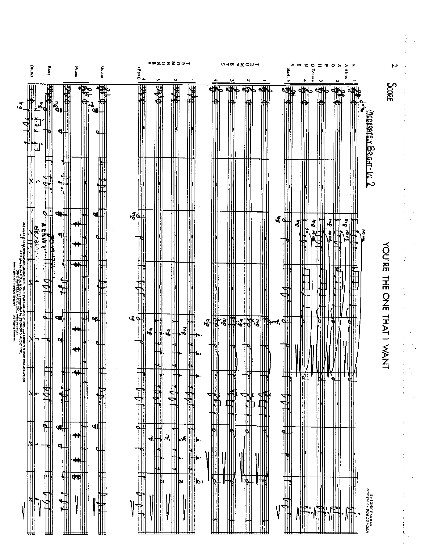 You're The One That I Want — sheet music preview
