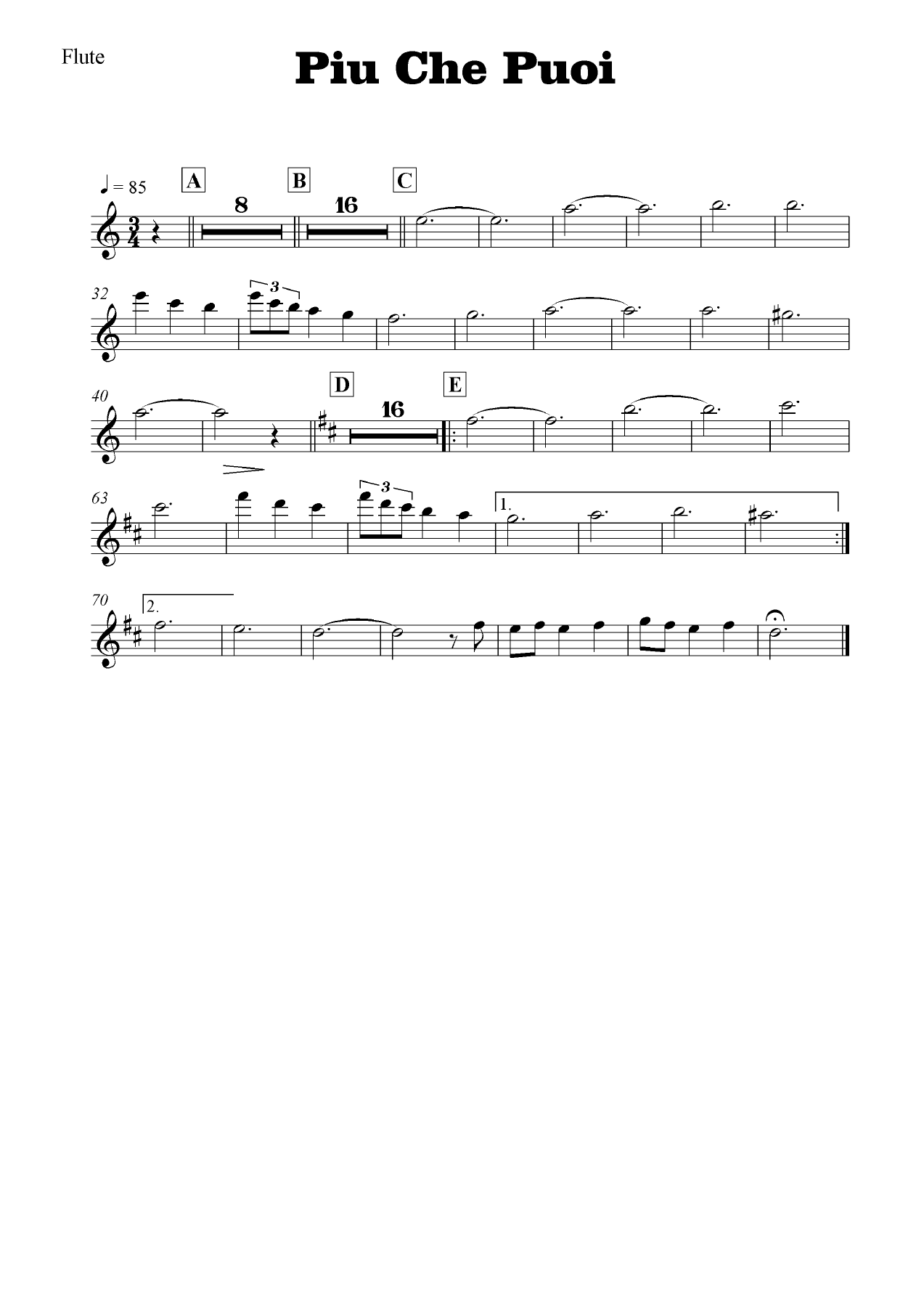 Piu Che Puoi (B.Myagkov) Cher & Ramazotti — sheet music preview