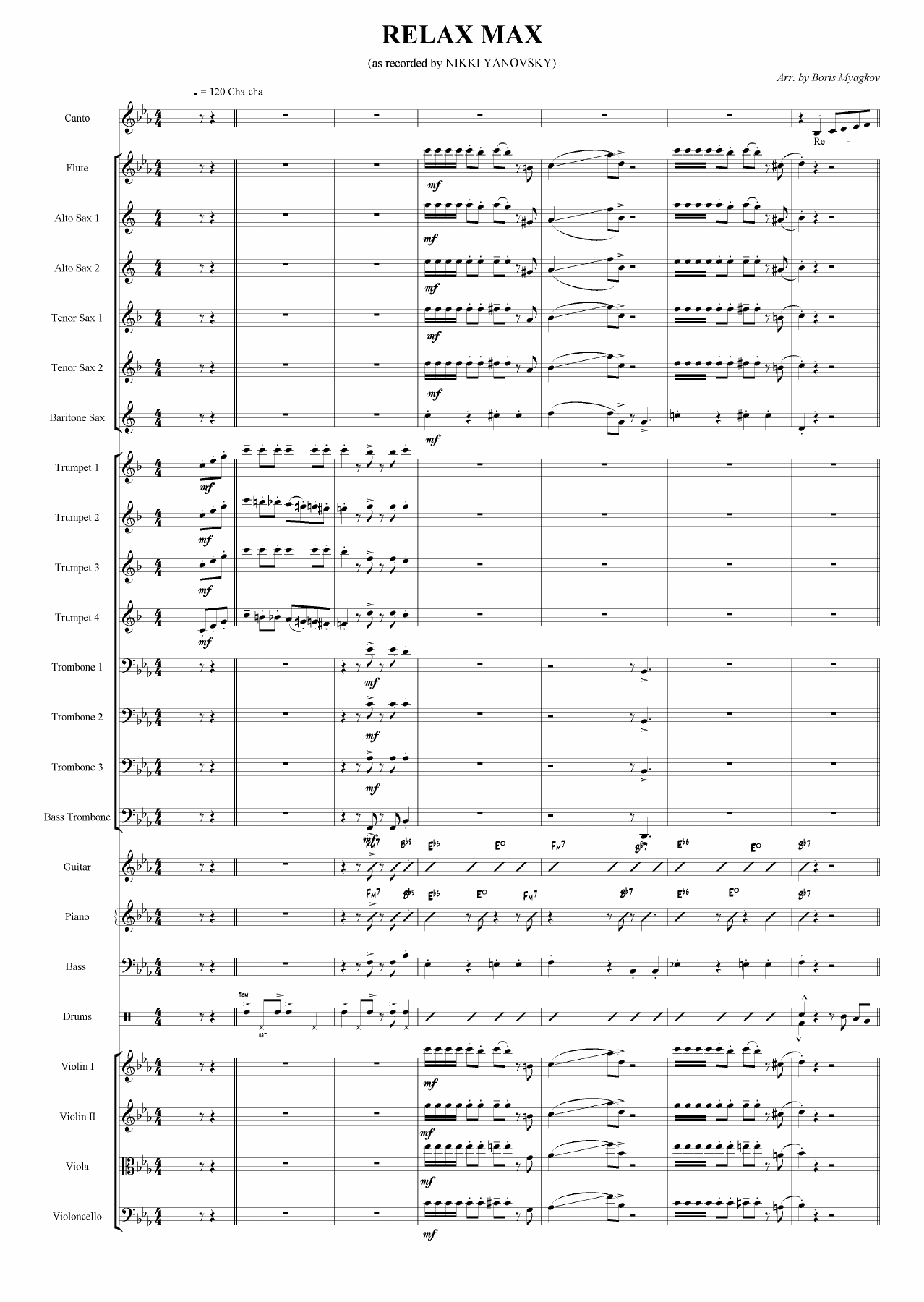 Relax Max (B.Myagkov) Cha Cha — sheet music preview