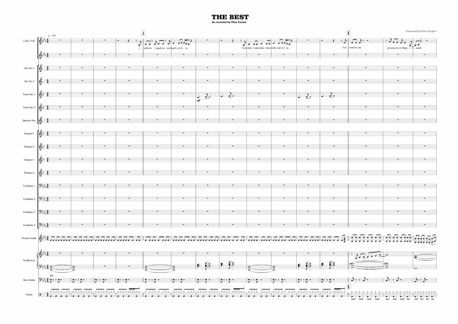 The Best (B.Myagkov) Tina Turner — sheet music preview